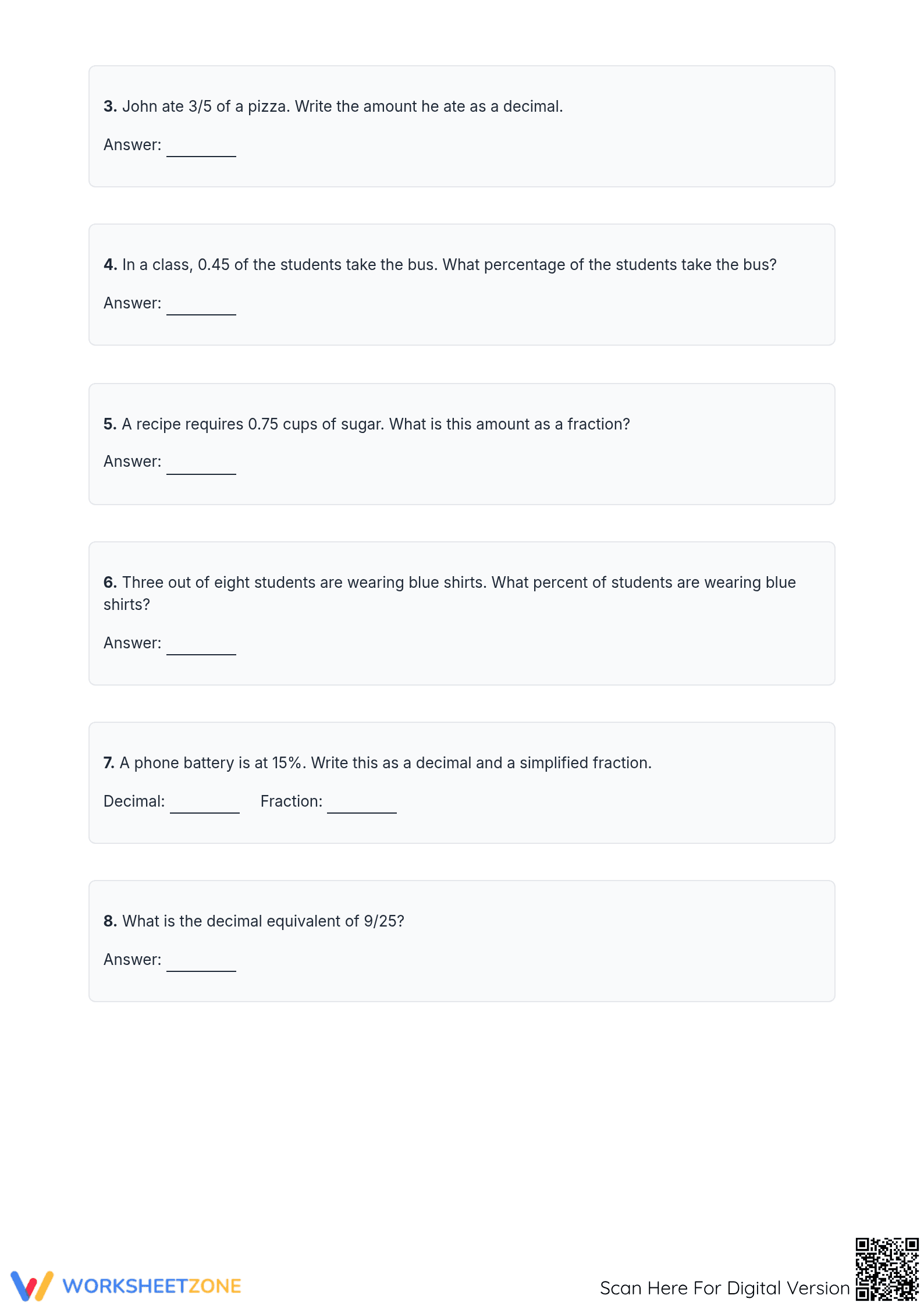 Grade 7 Fraction Conversion — Printable No-Prep Worksheet - Page 4