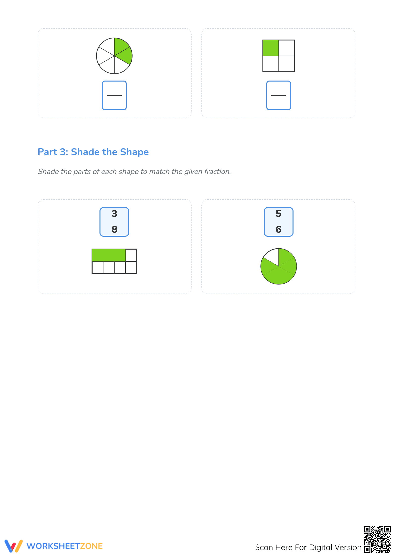 Visual Fractions Printable Worksheet | Grade 3 Math - Page 2