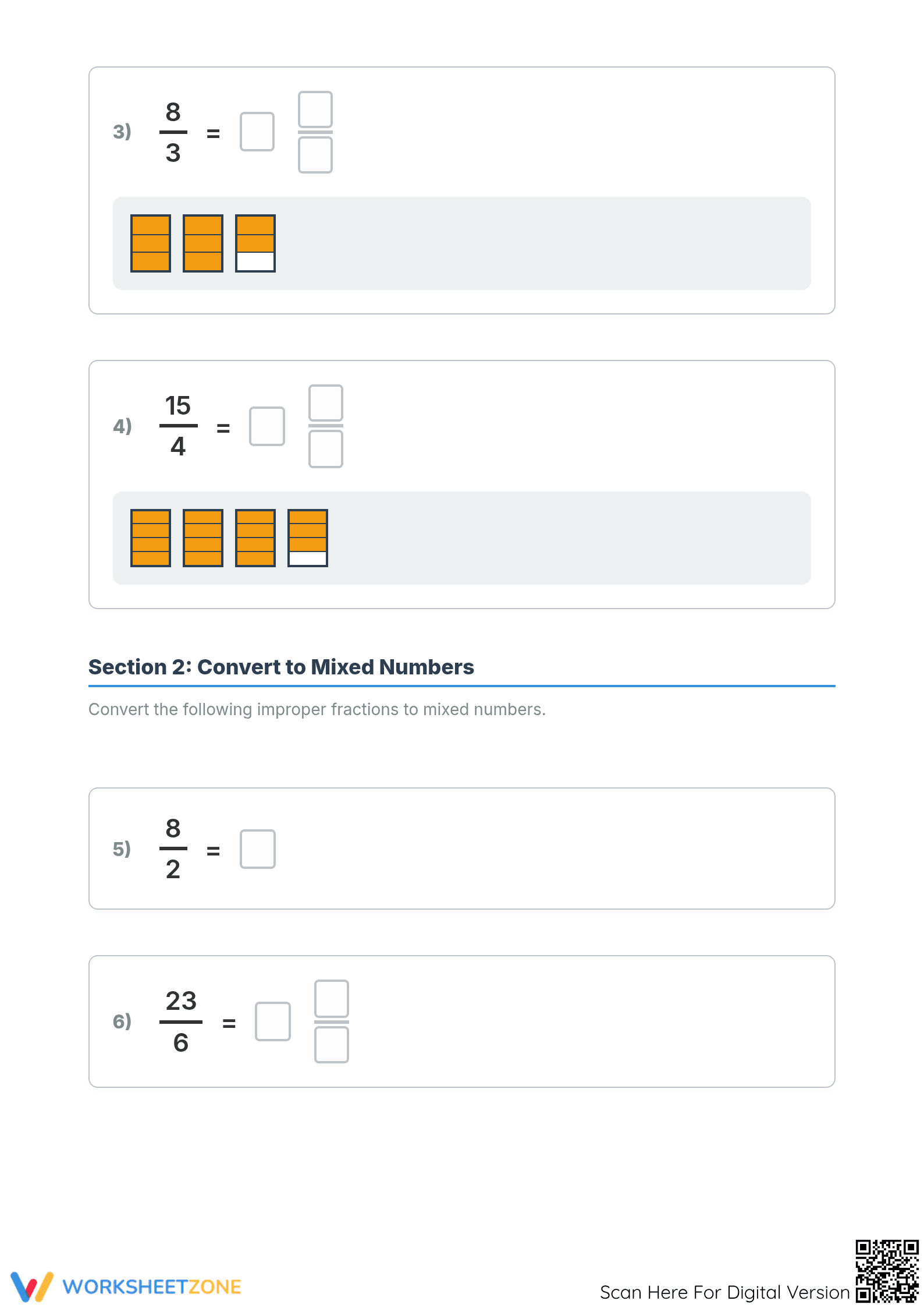 Printable Fraction Conversion Worksheet | Grade 5 Math - Page 2