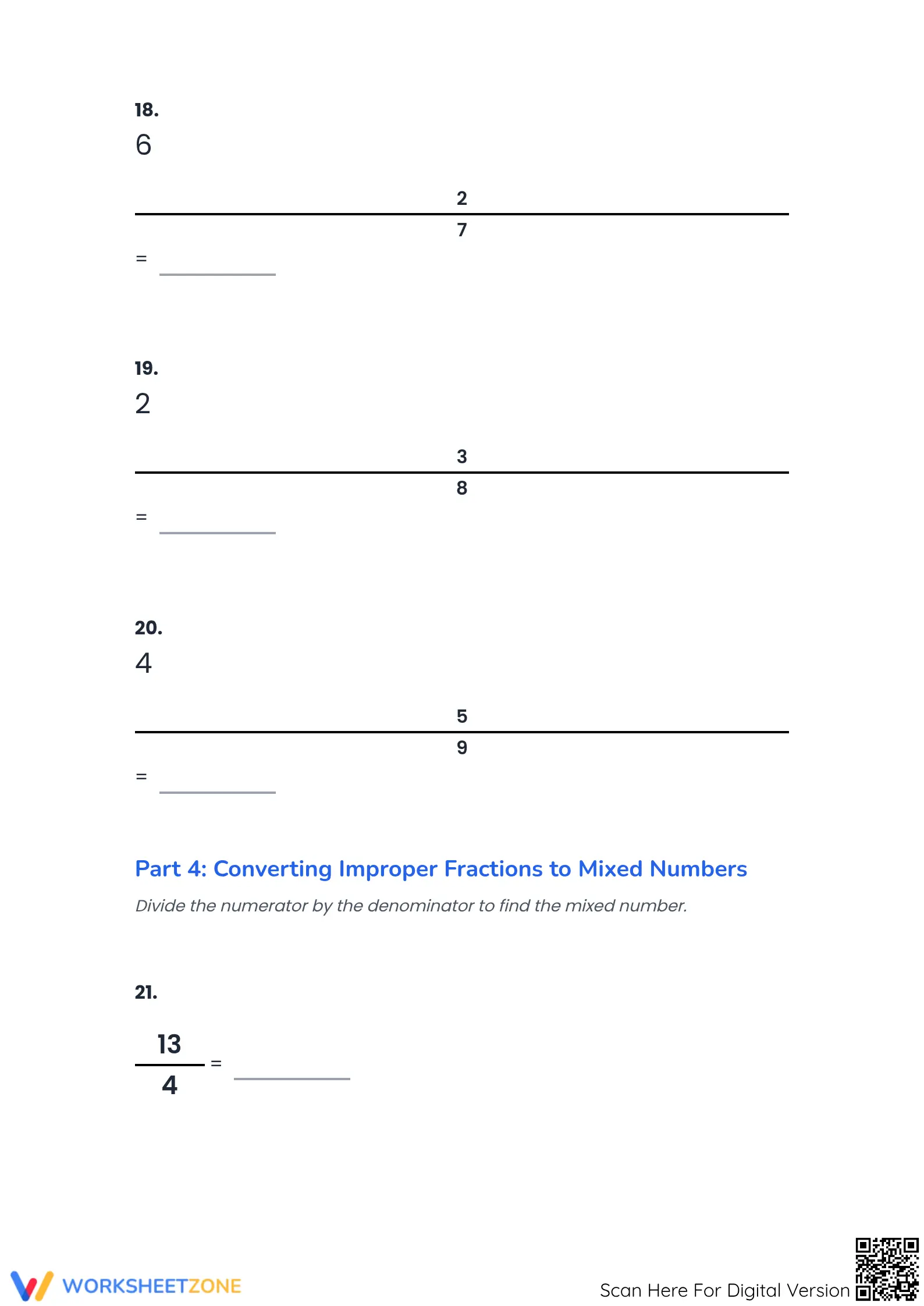 Printable Types of Fractions Worksheet | Grade 4 Math - Page 4