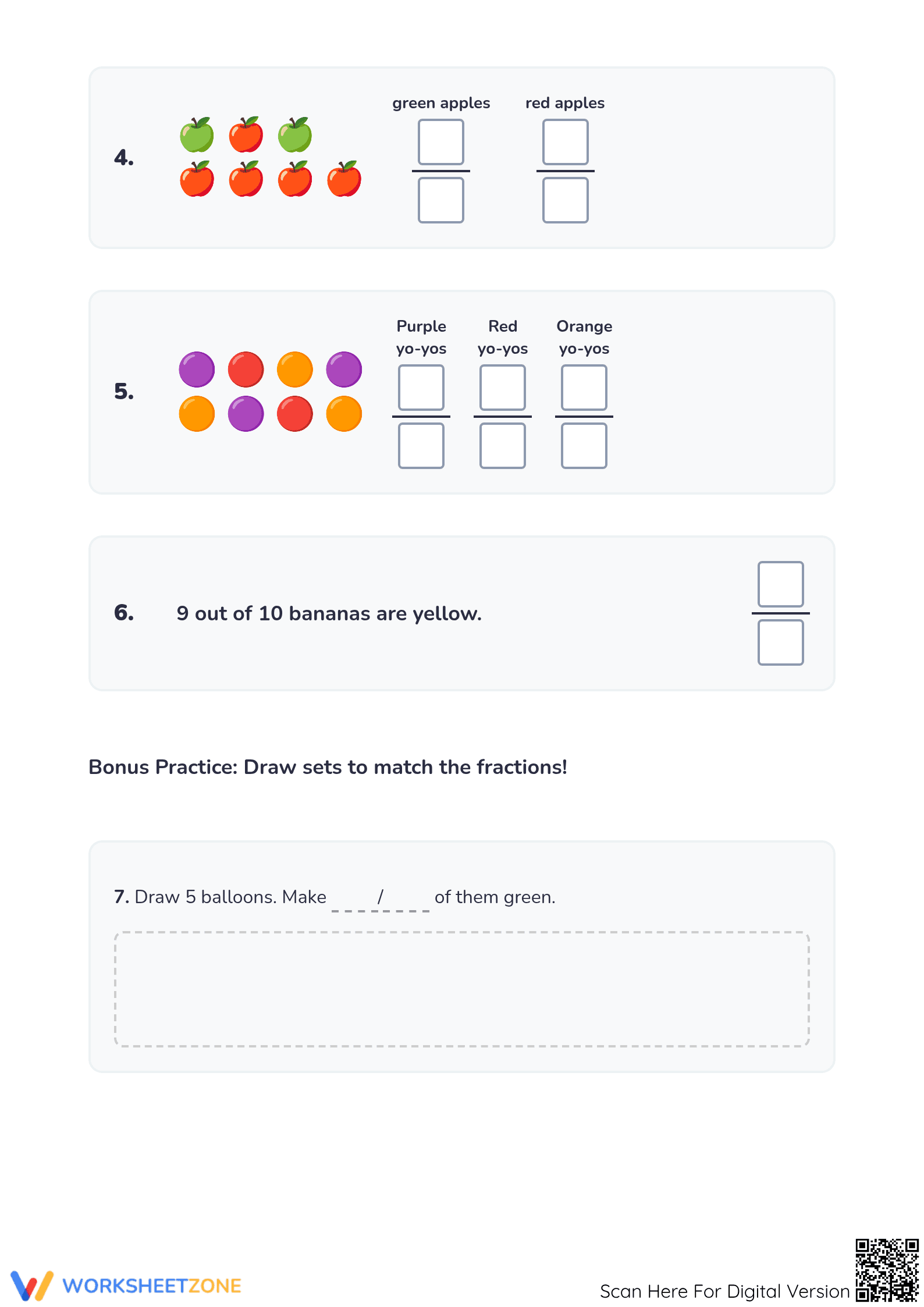 Grade 3 Fractions — Printable No-Prep Worksheet - Page 2