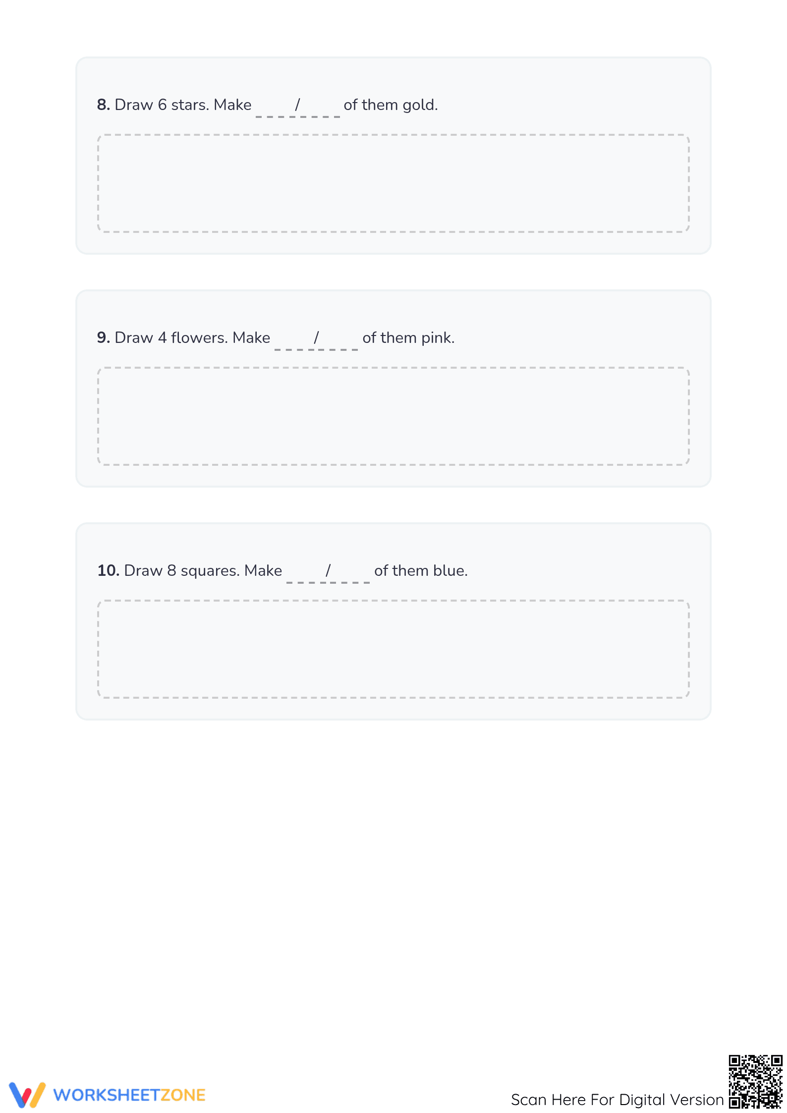 Grade 3 Fractions — Printable No-Prep Worksheet - Page 3