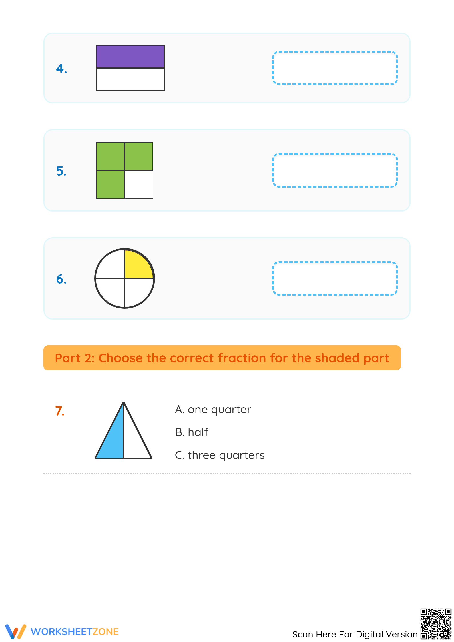 Grade 3 Fractions — Printable No-Prep Worksheet - Page 2