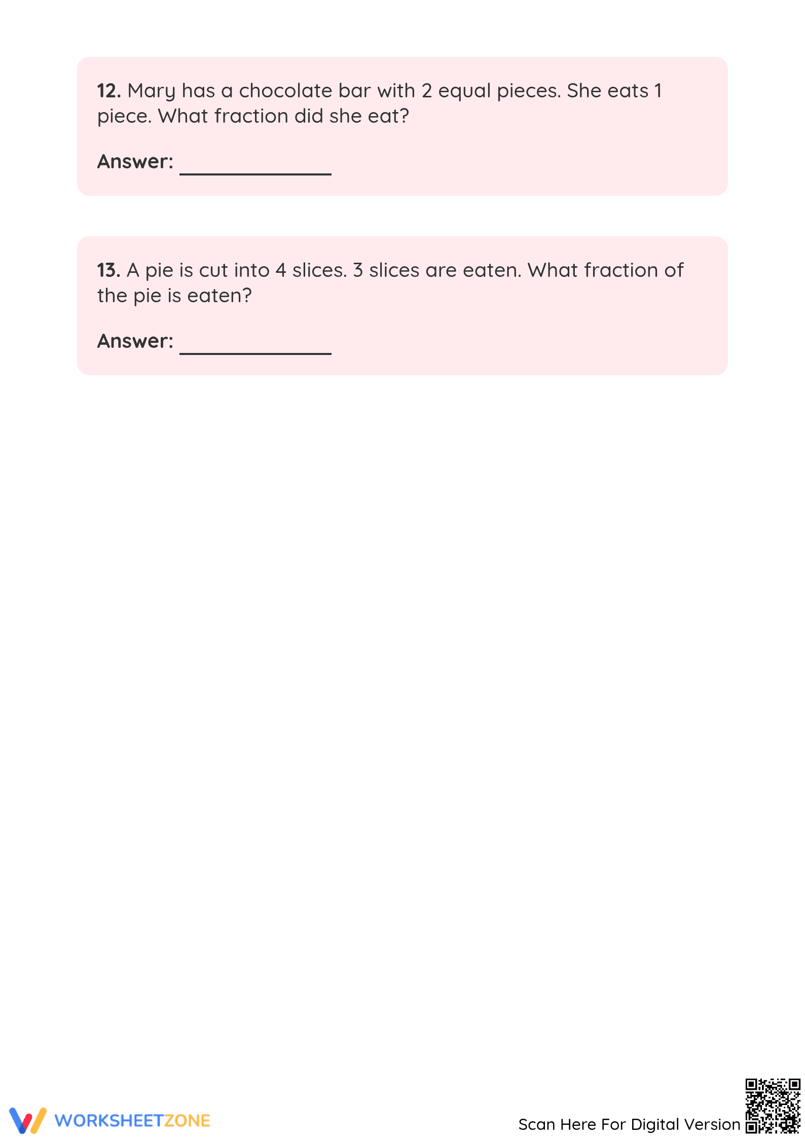 Grade 3 Fractions — Printable No-Prep Worksheet - Page 4