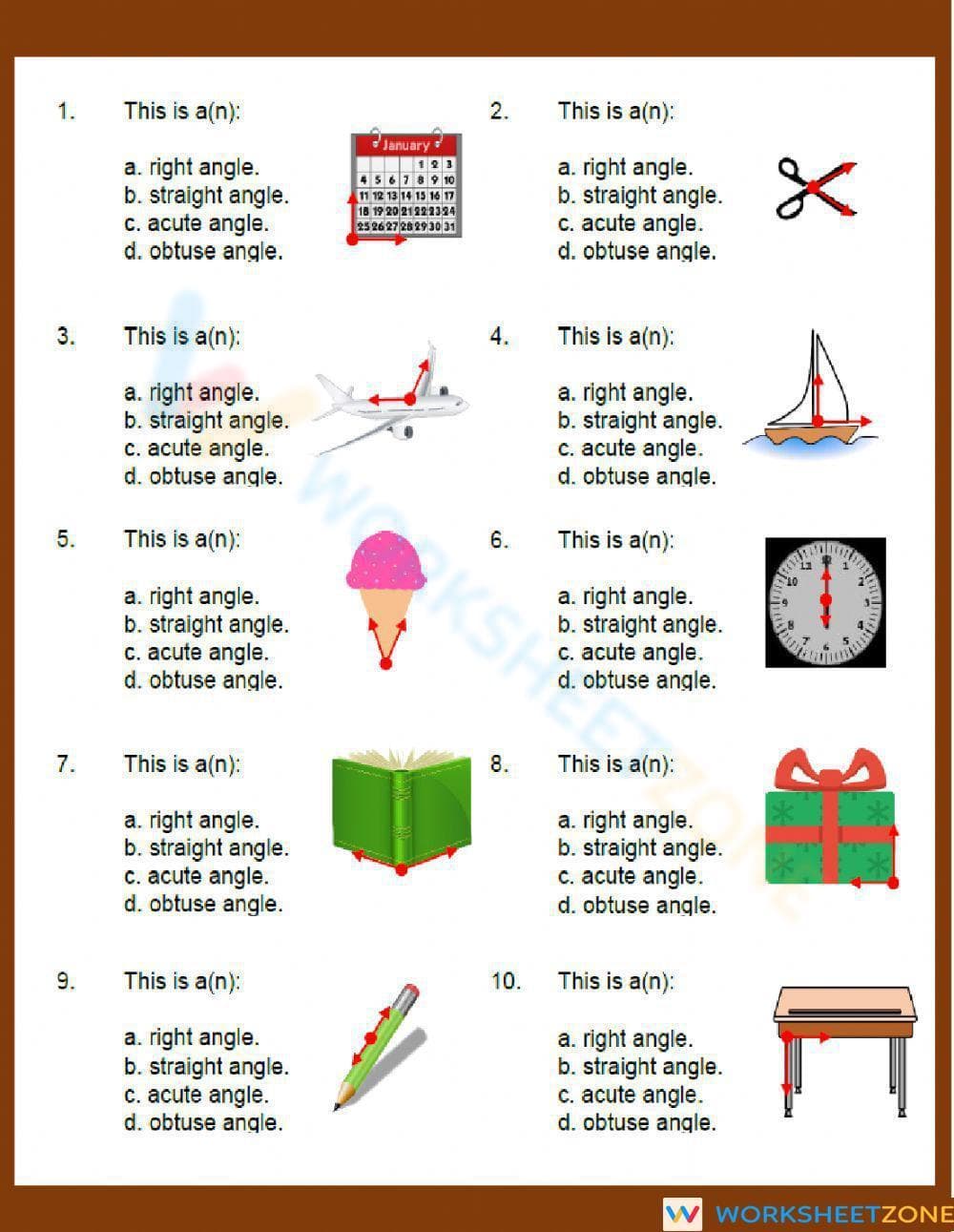 Identifying Types of Angles: Acute, Obtuse, Right - Page 2