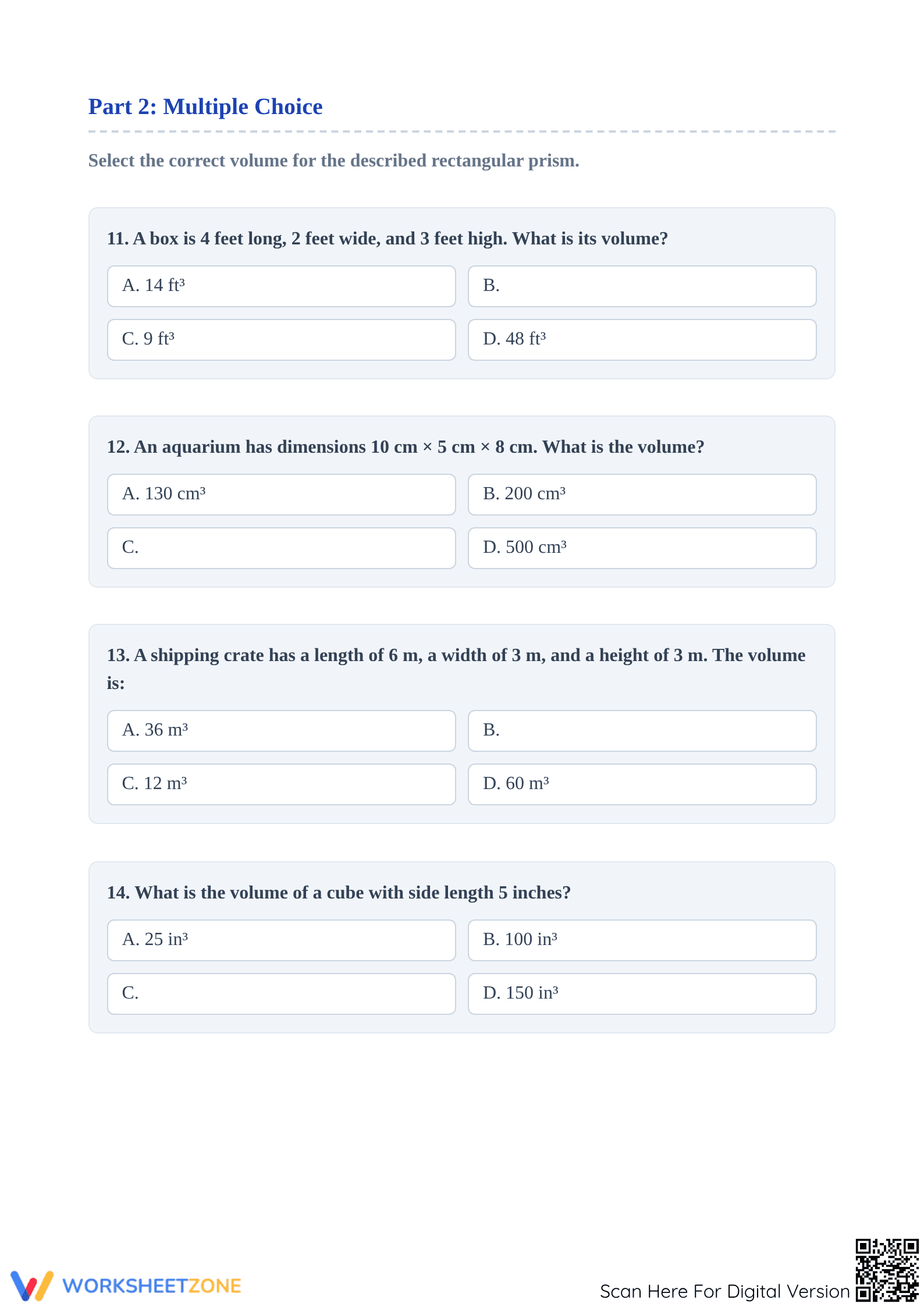Printable Volume of a Rectangular Prism Worksheet | Grade 7 - Page 3