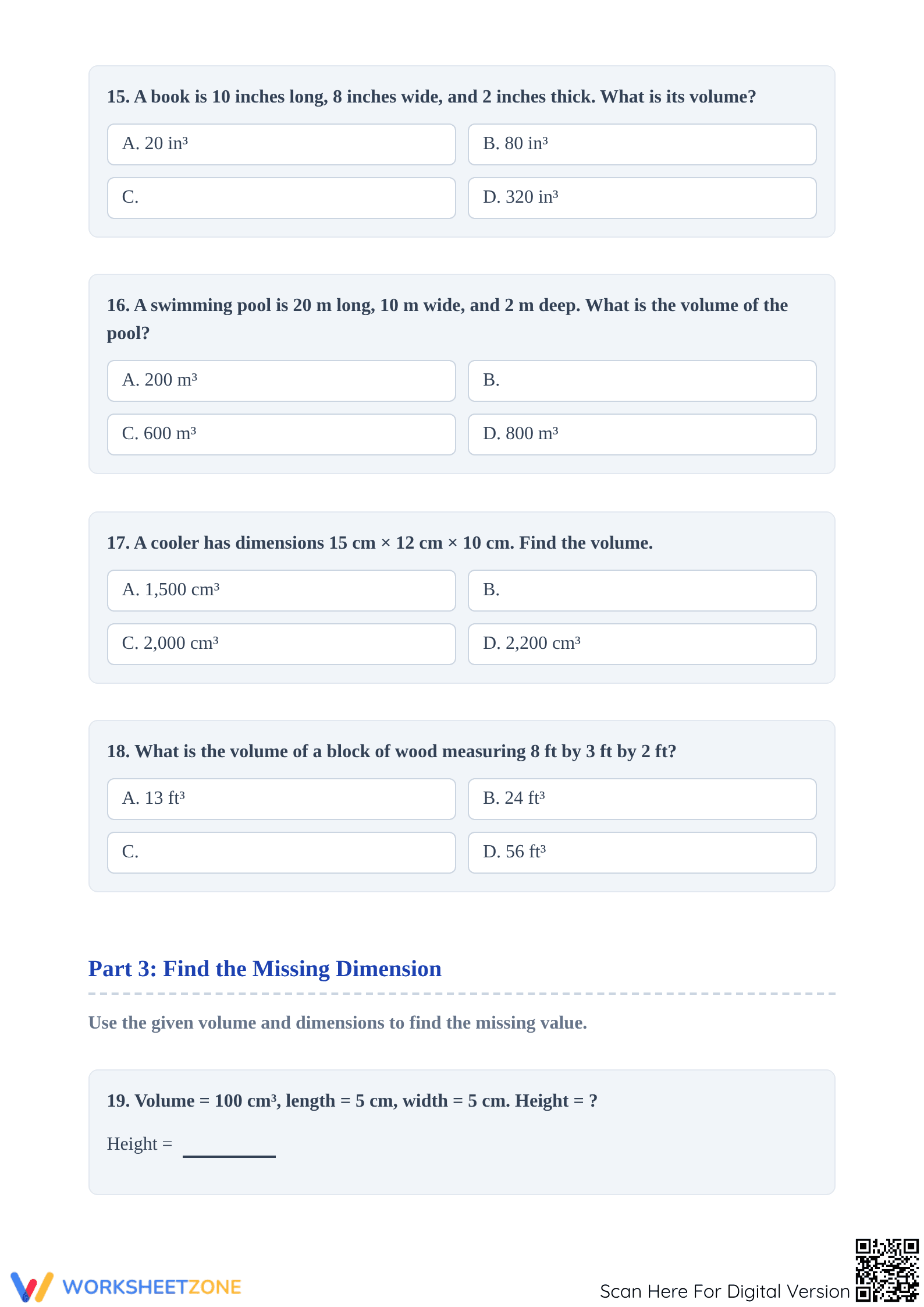 Printable Volume of a Rectangular Prism Worksheet | Grade 7 - Page 4