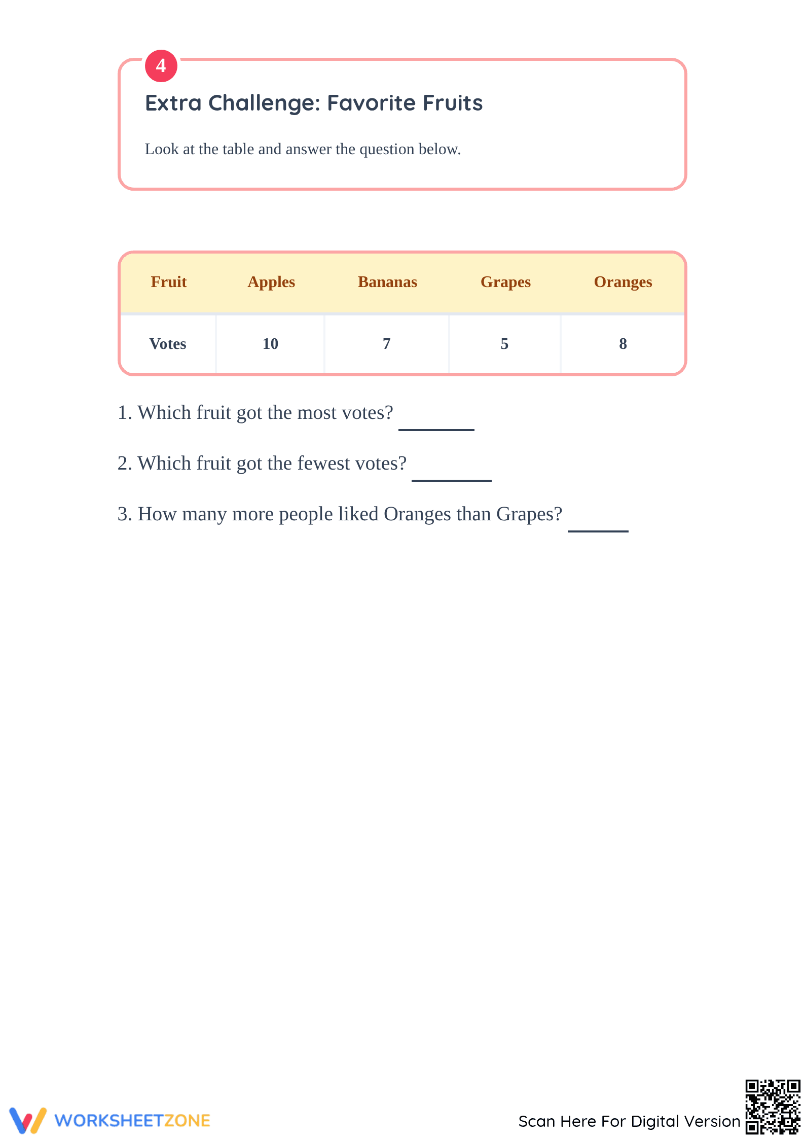 Grade 1 Reading Tables — Printable No-Prep Worksheet - Page 3