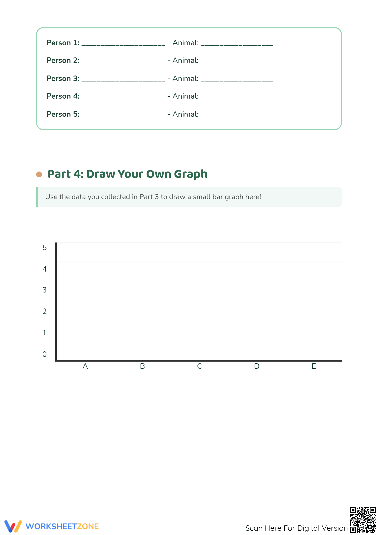 Grade 1 Bar Graphs — Printable No-Prep Worksheet - Page 3