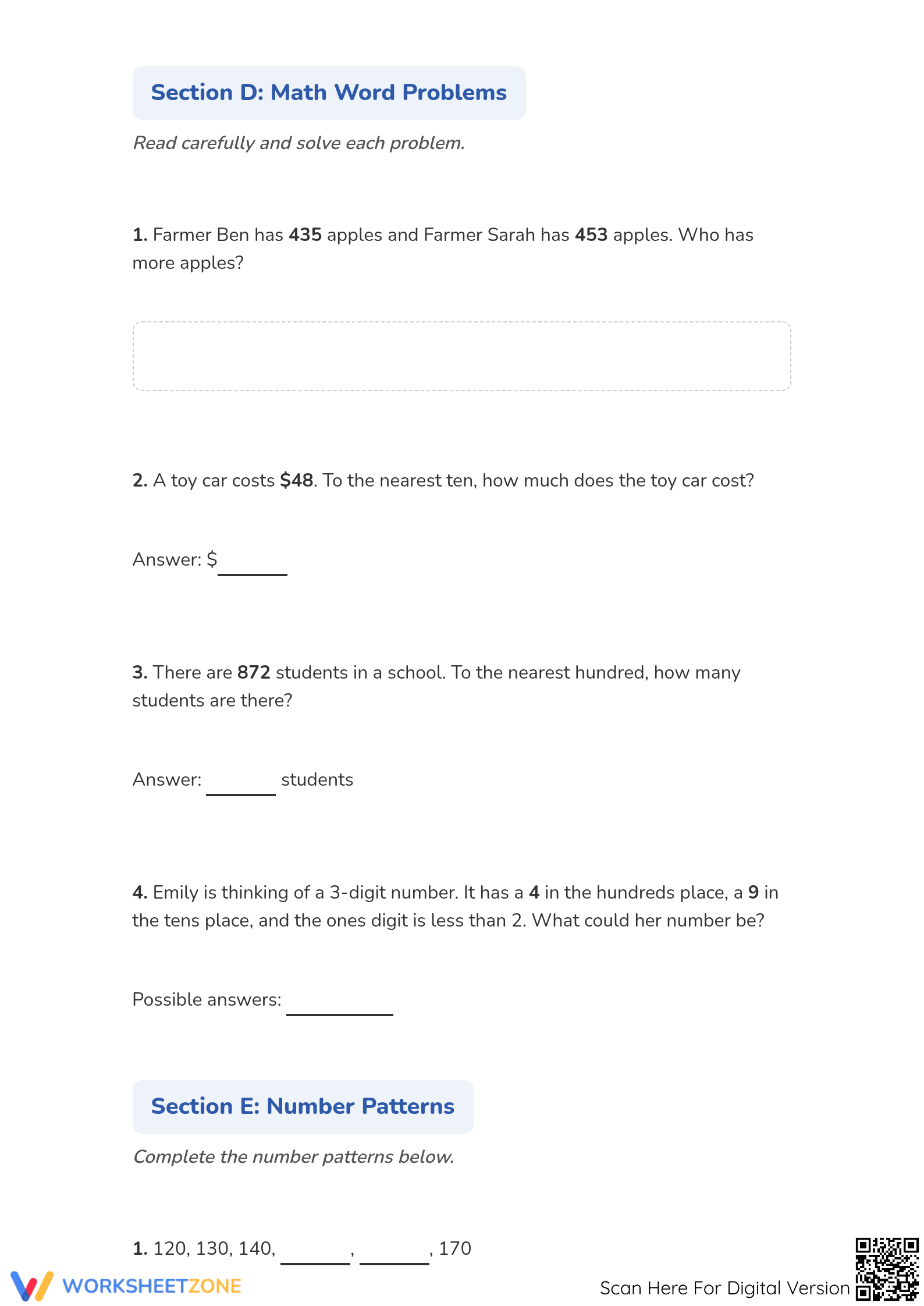3.NBT.A.2 Complete Unit Test: Grade 3 Math Aligned - Page 5