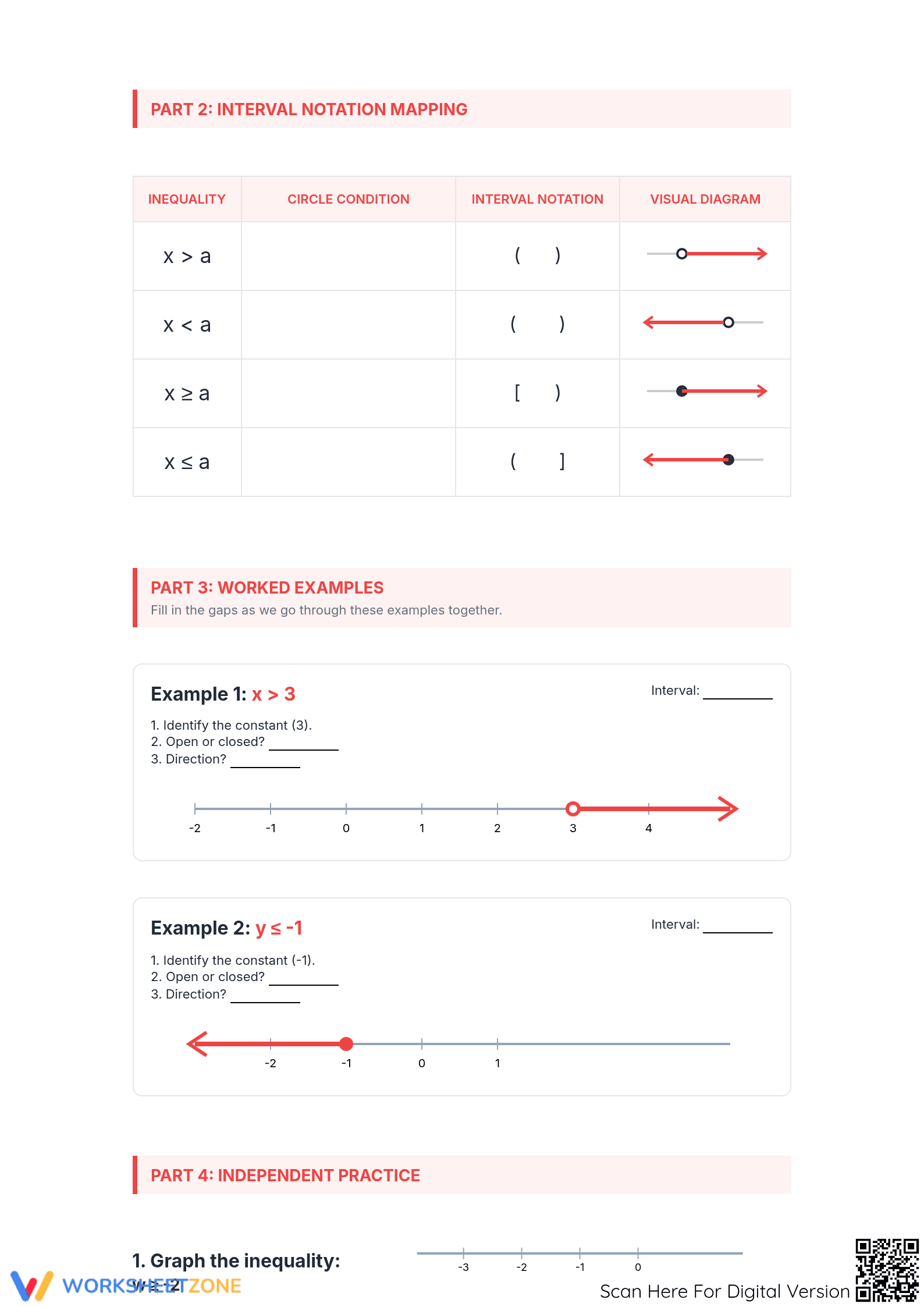 Graphing Inequalities — Printable High School Worksheet - Page 2