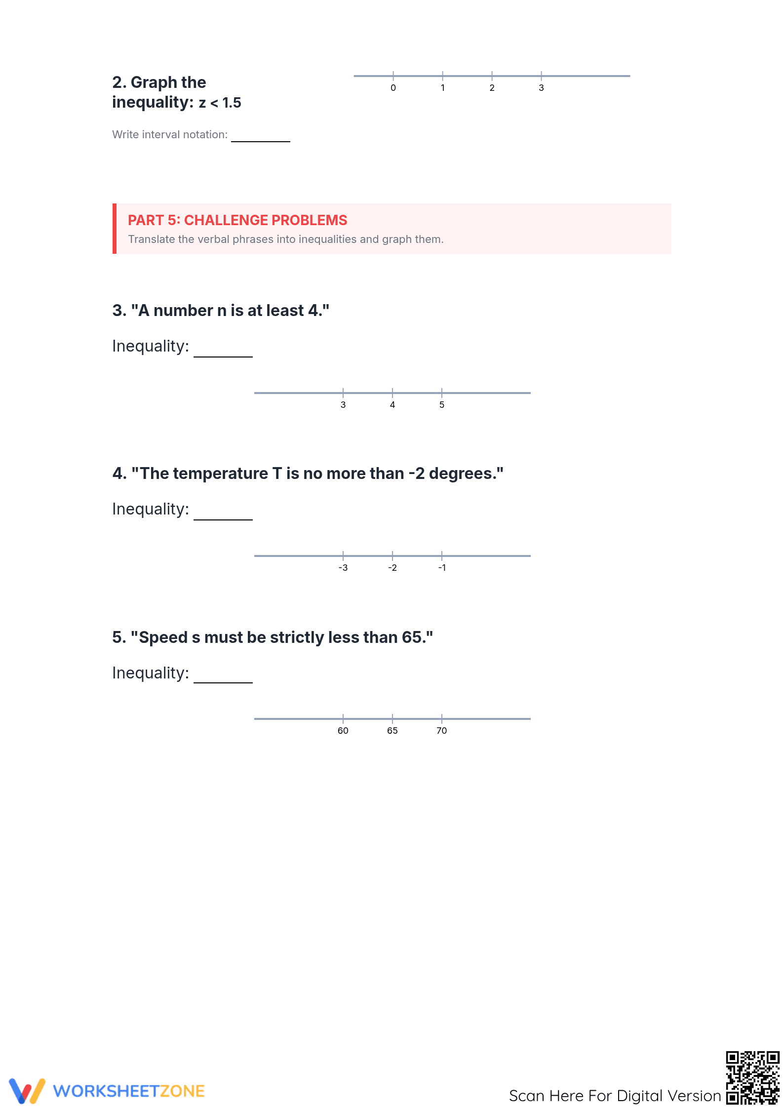Graphing Inequalities — Printable High School Worksheet - Page 3