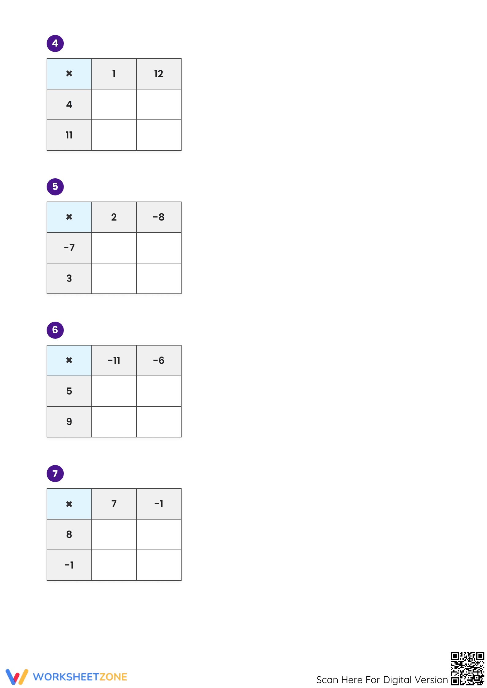 Grade 7 Multiplication — Printable No-Prep Worksheet - Page 2