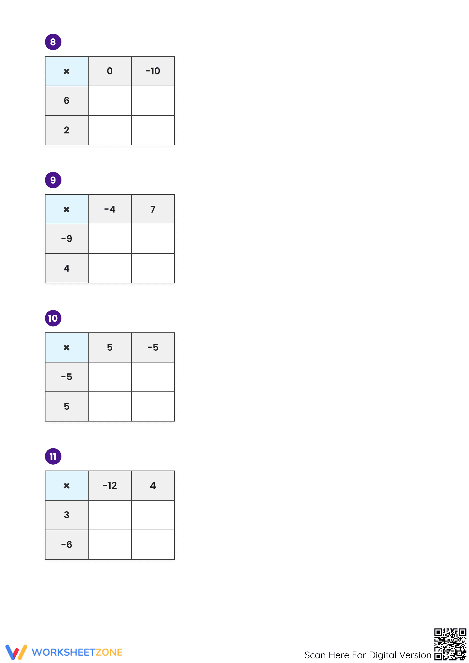 Grade 7 Multiplication — Printable No-Prep Worksheet - Page 3
