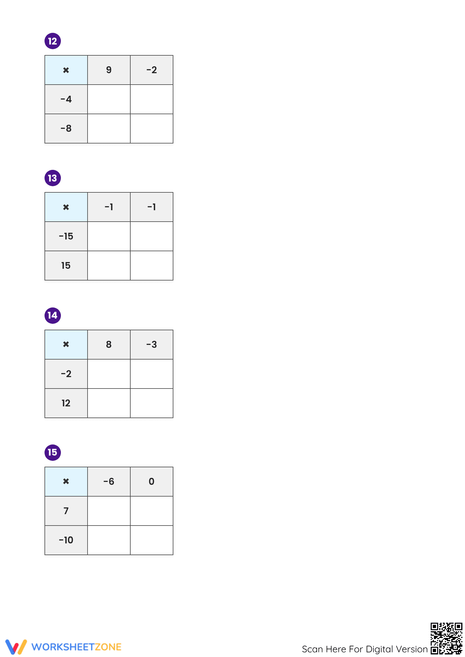 Grade 7 Multiplication — Printable No-Prep Worksheet - Page 4