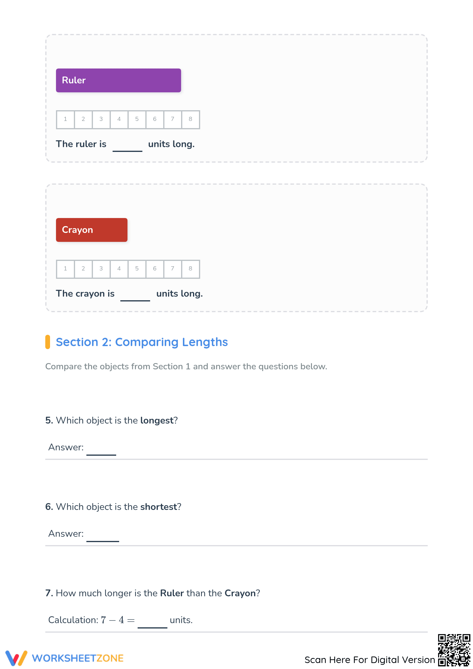 Essential Finding Lengths in Units Worksheet | Grade 1 Math - Page 2