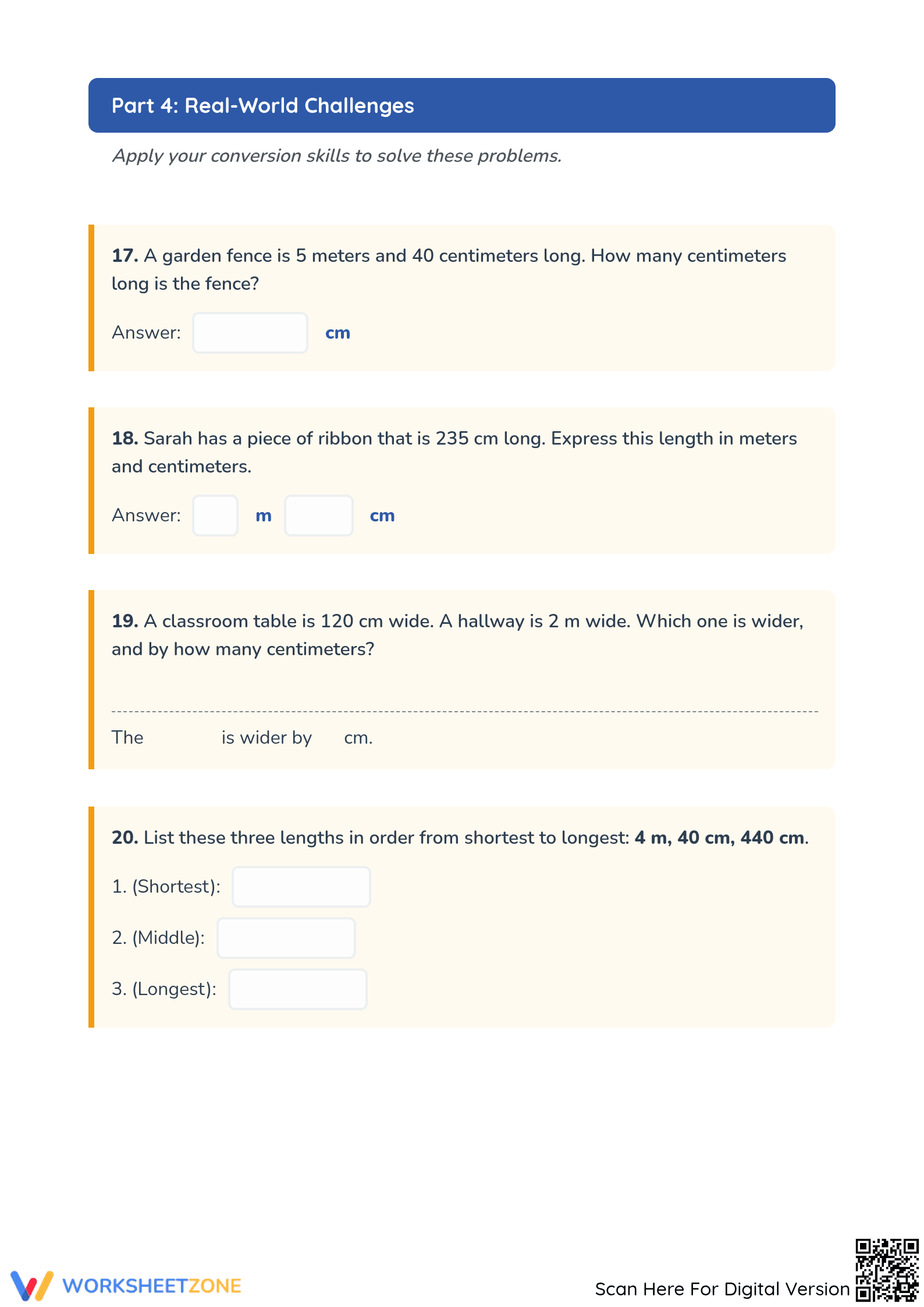 Printable Metric Length Conversion Worksheet | Grade 4 Math - Page 3