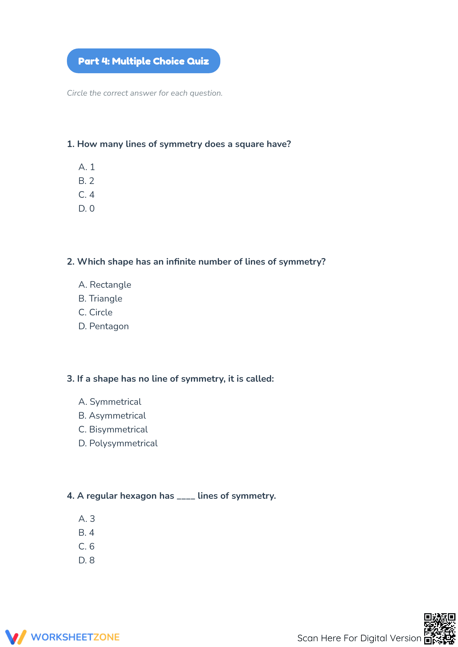 Printable Lines of Symmetry Worksheet | Grade 4 Geometry - Page 4