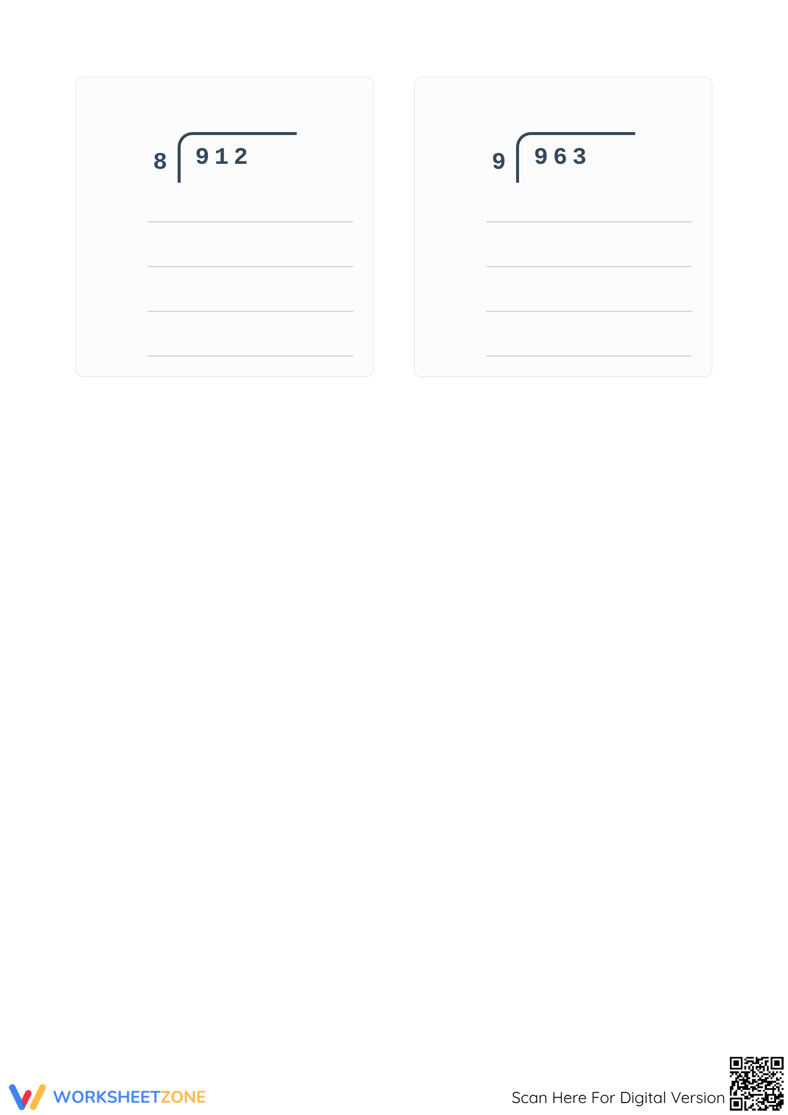 Grade 4 Long Division — Printable No-Prep Math Worksheet - Page 3