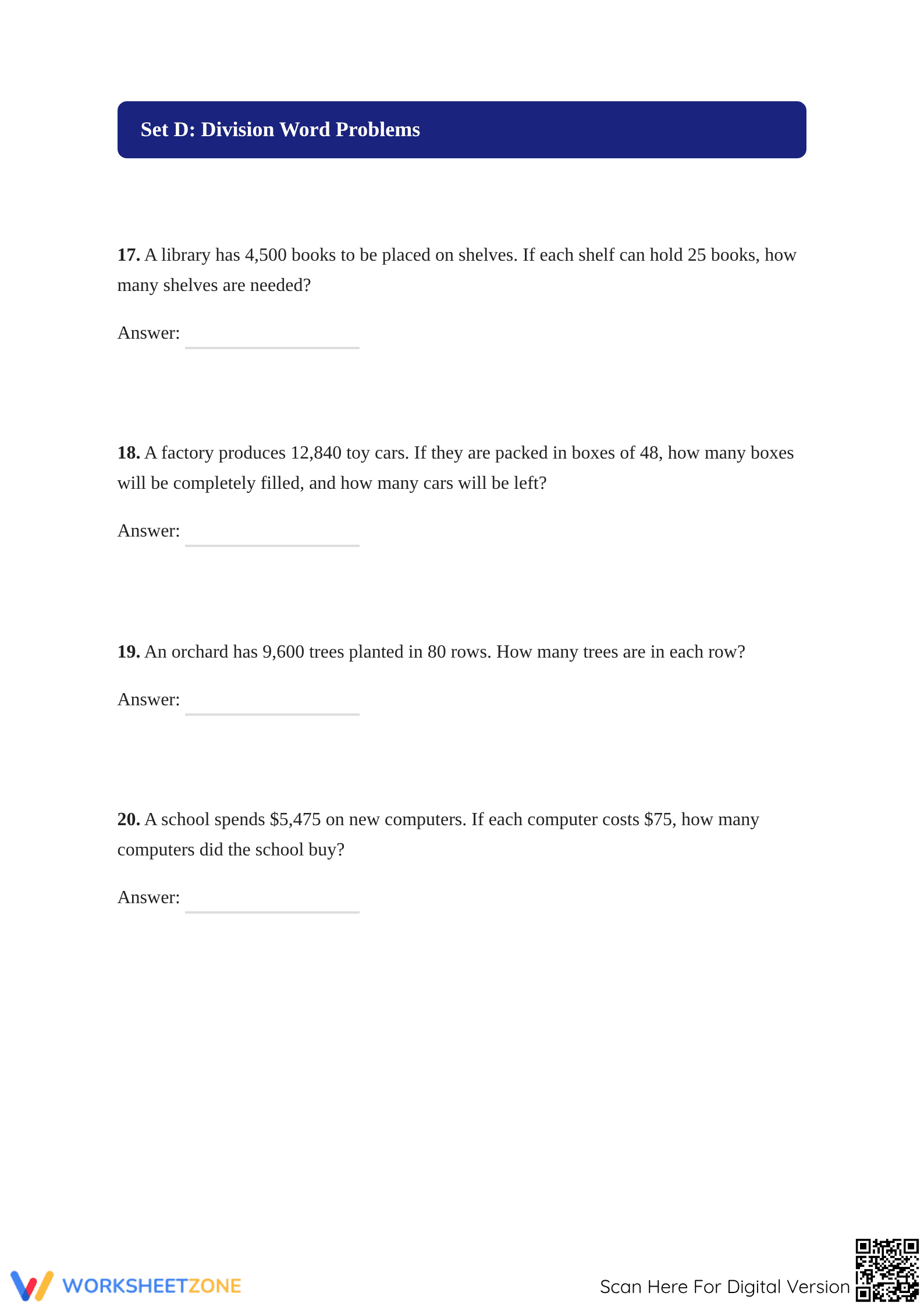 Essential Long Division Worksheet | Grade 5 Math - Page 3