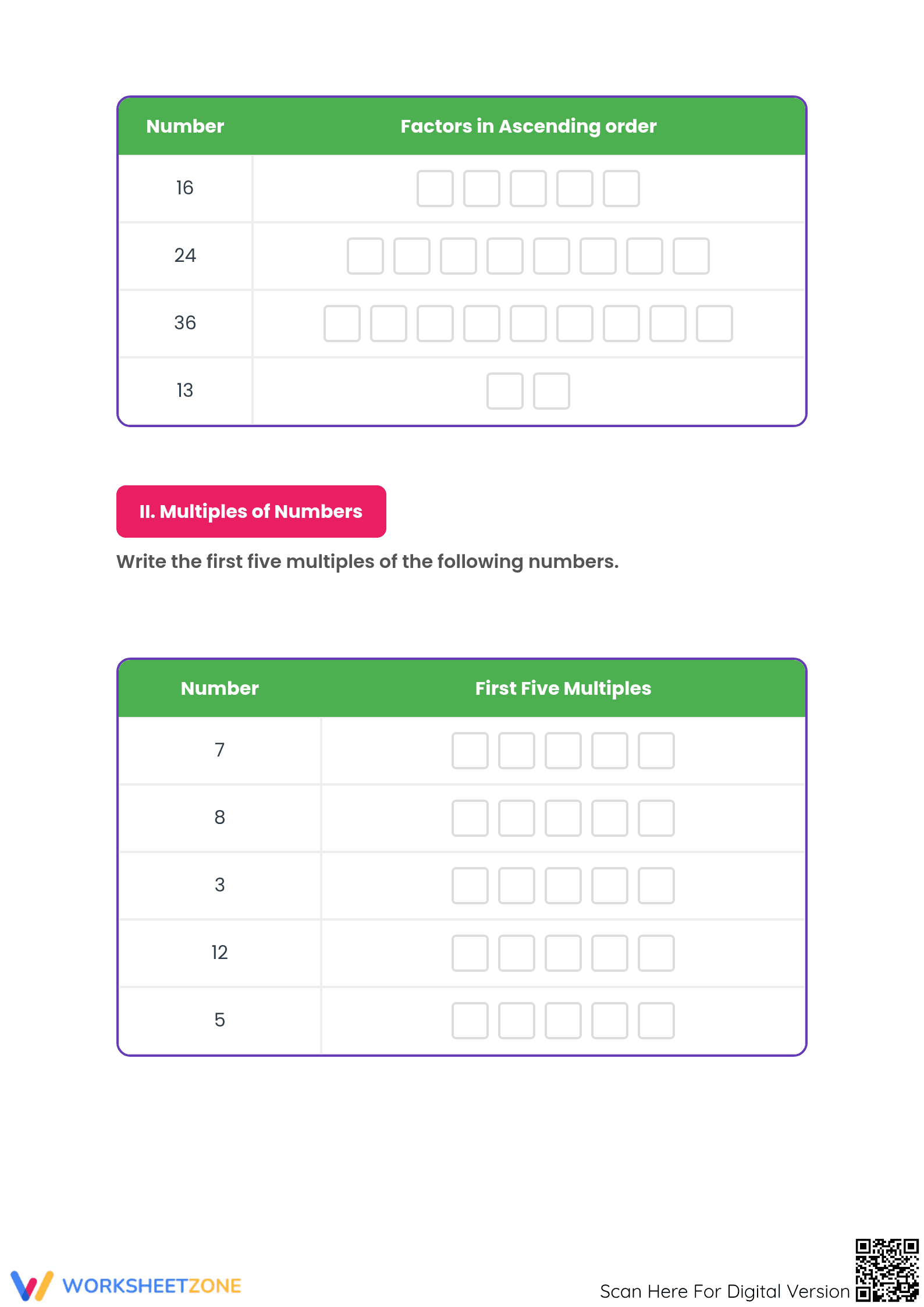 Grade 4 Factors and Multiples — Printable No-Prep Worksheet - Page 2