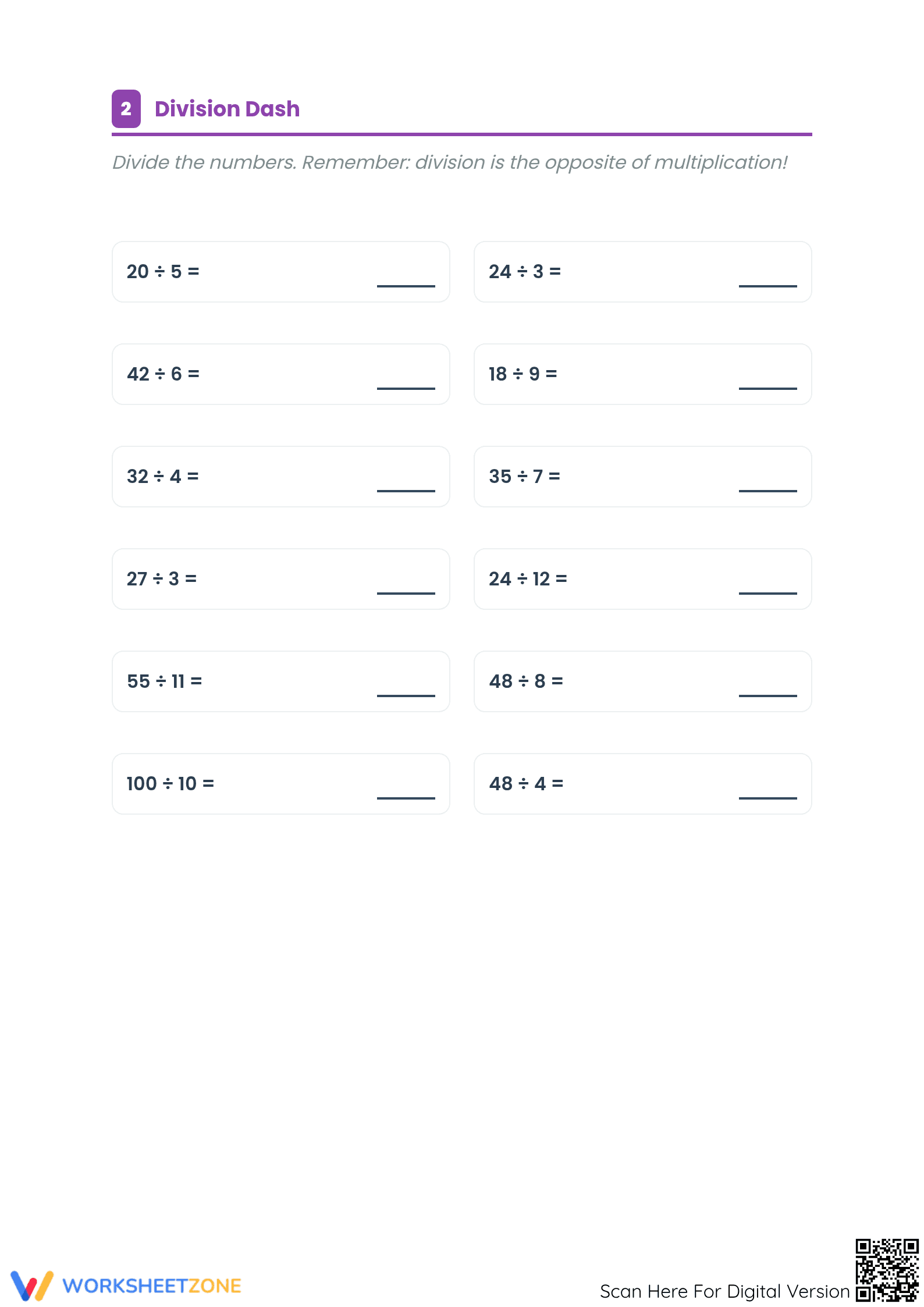 Printable Grade 4 Multiplication & Division Worksheet - Page 2