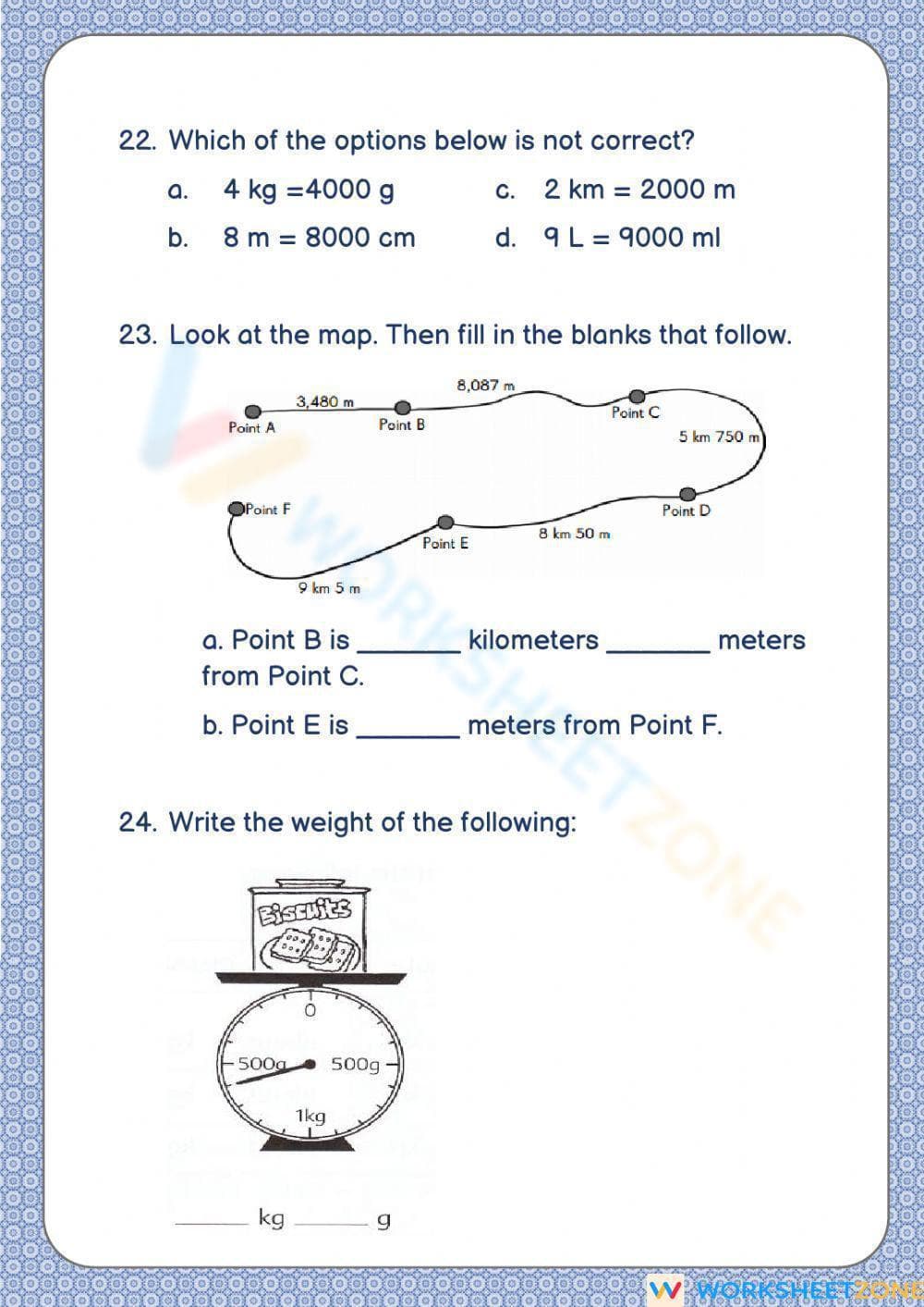Grade 3 Math Review — Printable No-Prep Worksheet - Page 2