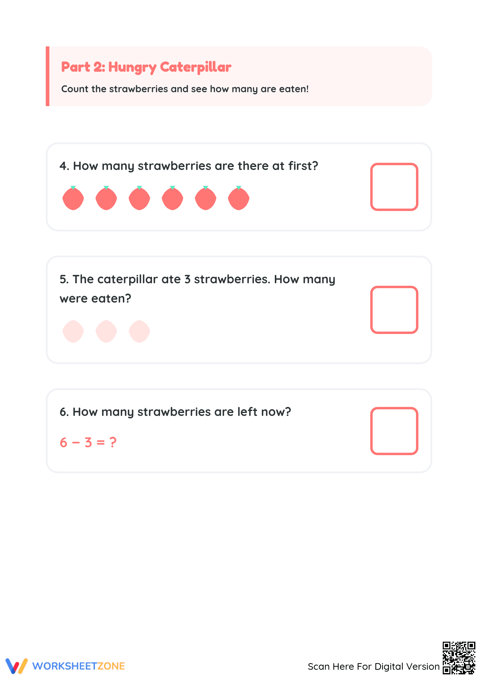 Kindergarten Subtraction — Printable No-Prep Worksheet - Page 2