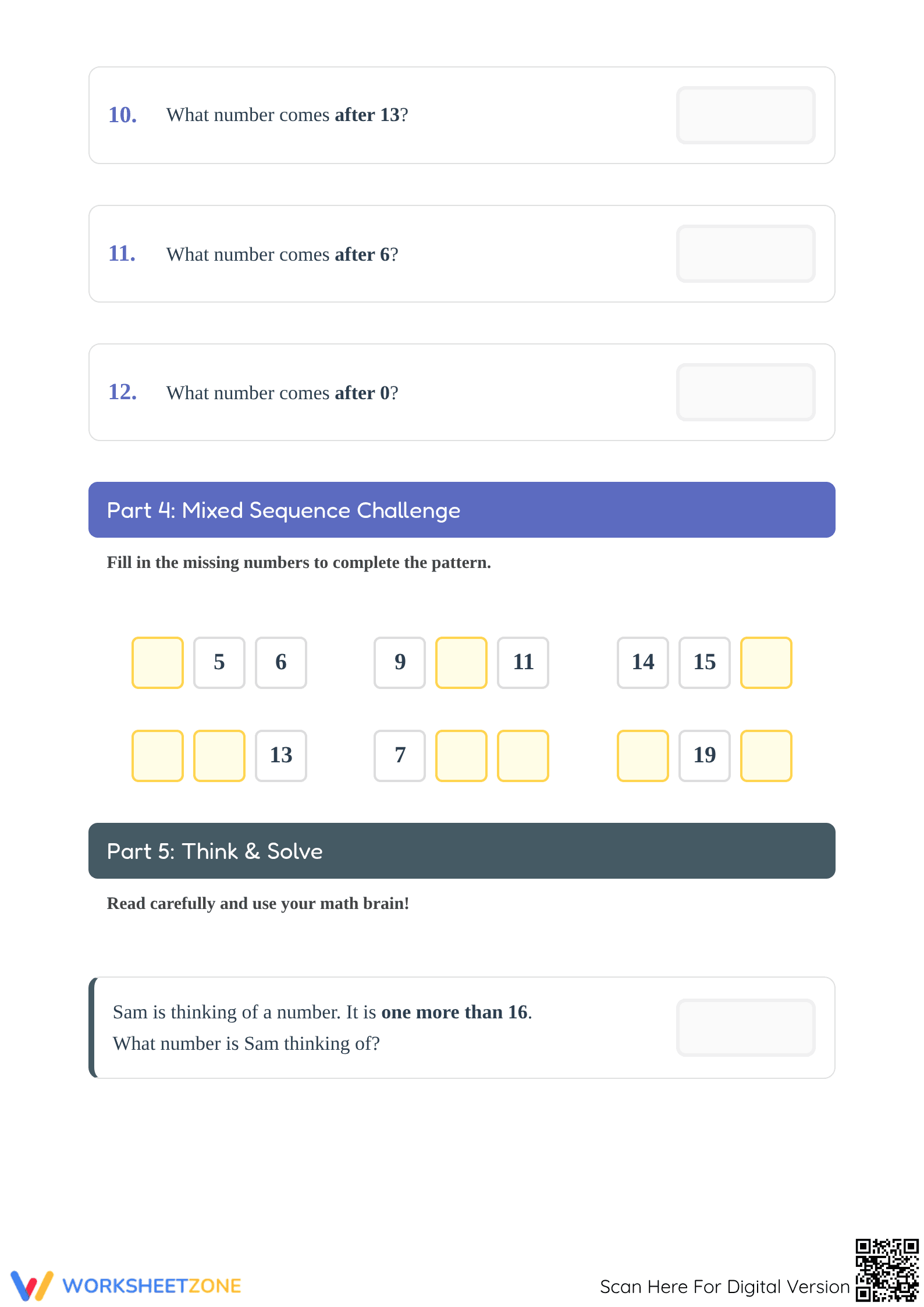 Printable Before After and Between Worksheet | Grade 1 Math - Page 3