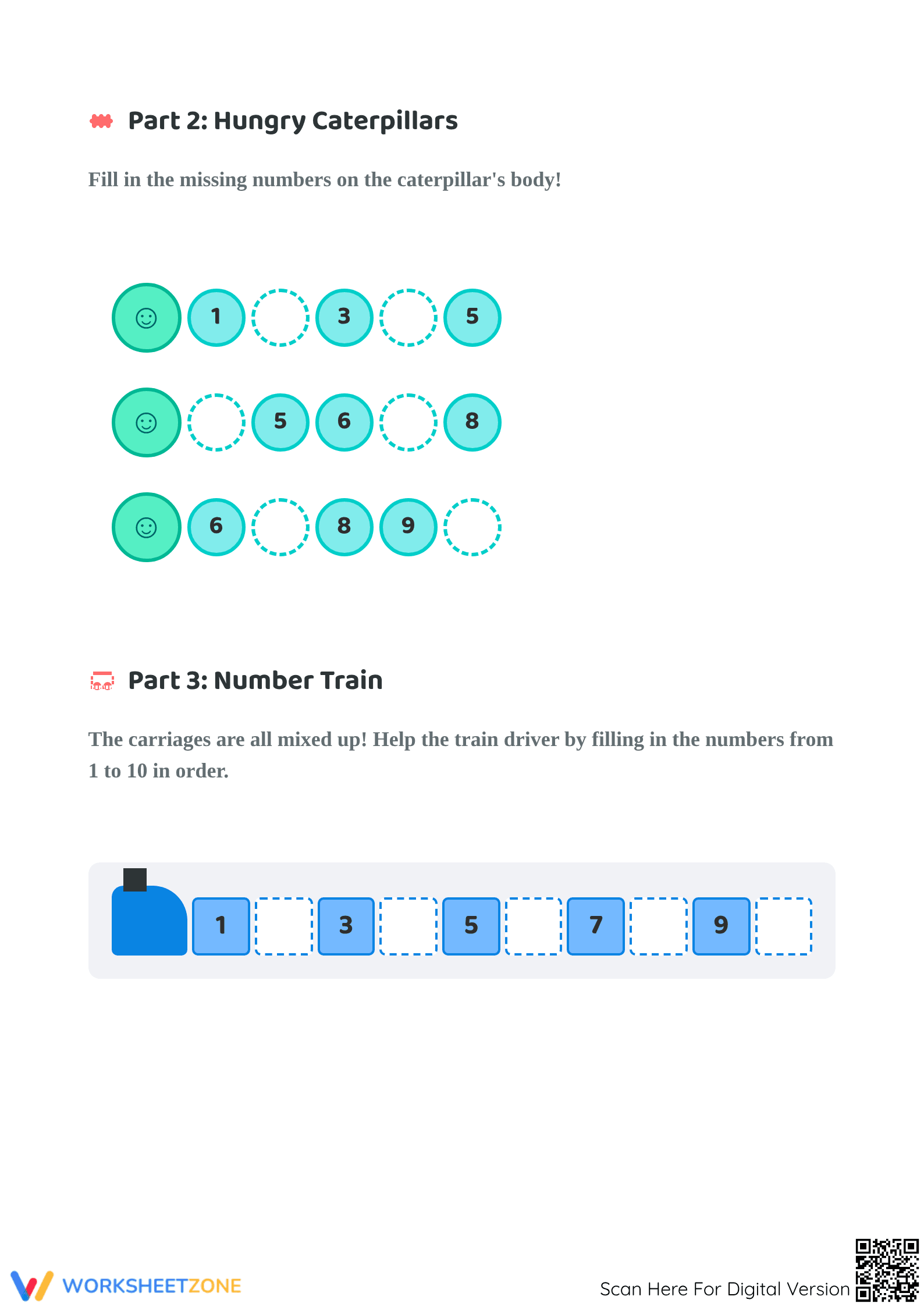 Printable Ordering Numbers 1-10 Worksheet | Kindergarten - Page 2
