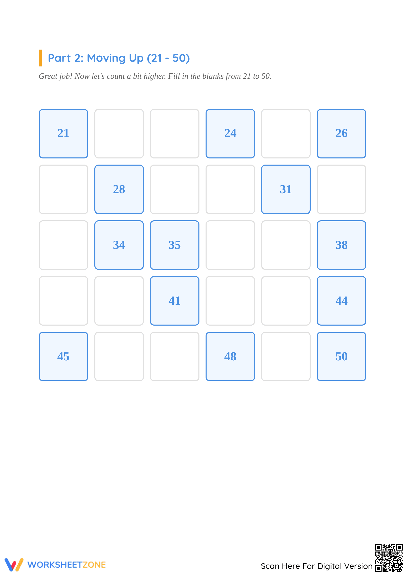 Printable Missing Numbers to 20 Worksheet | Grade 1 Math - Page 2