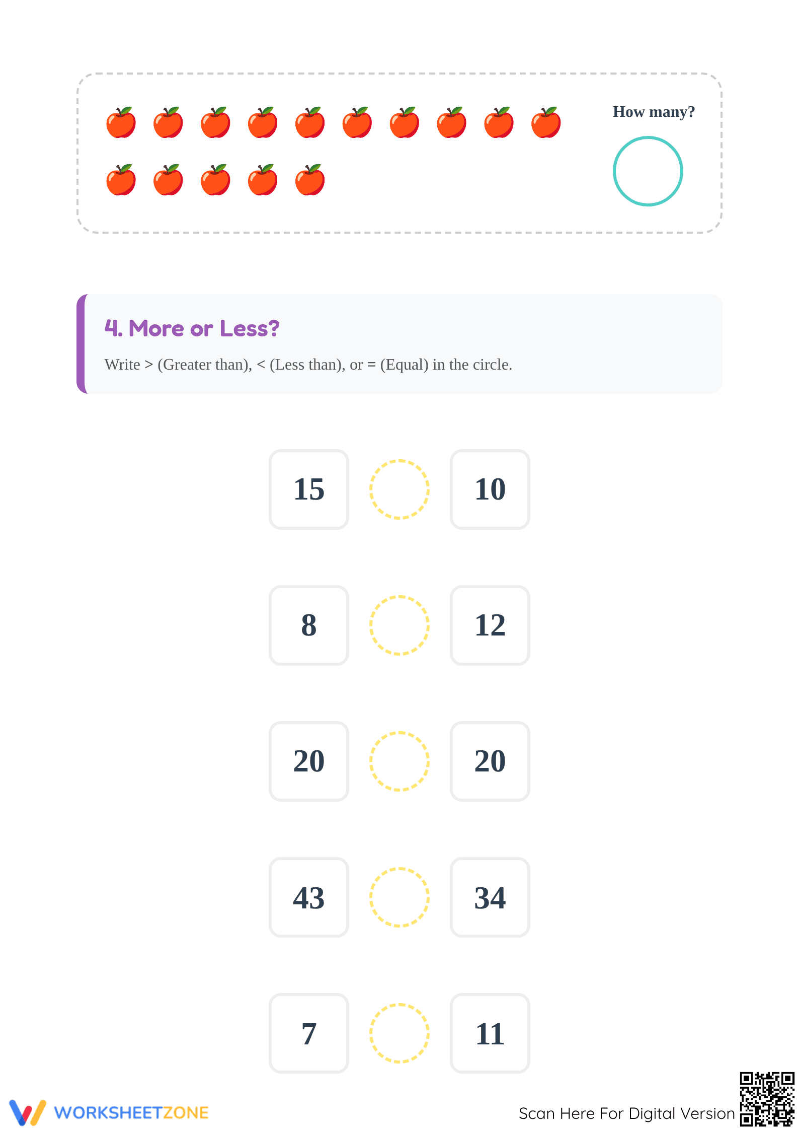 K.OA.A.1 Worksheet: Math Evaluation — Printable Grade K - Page 3