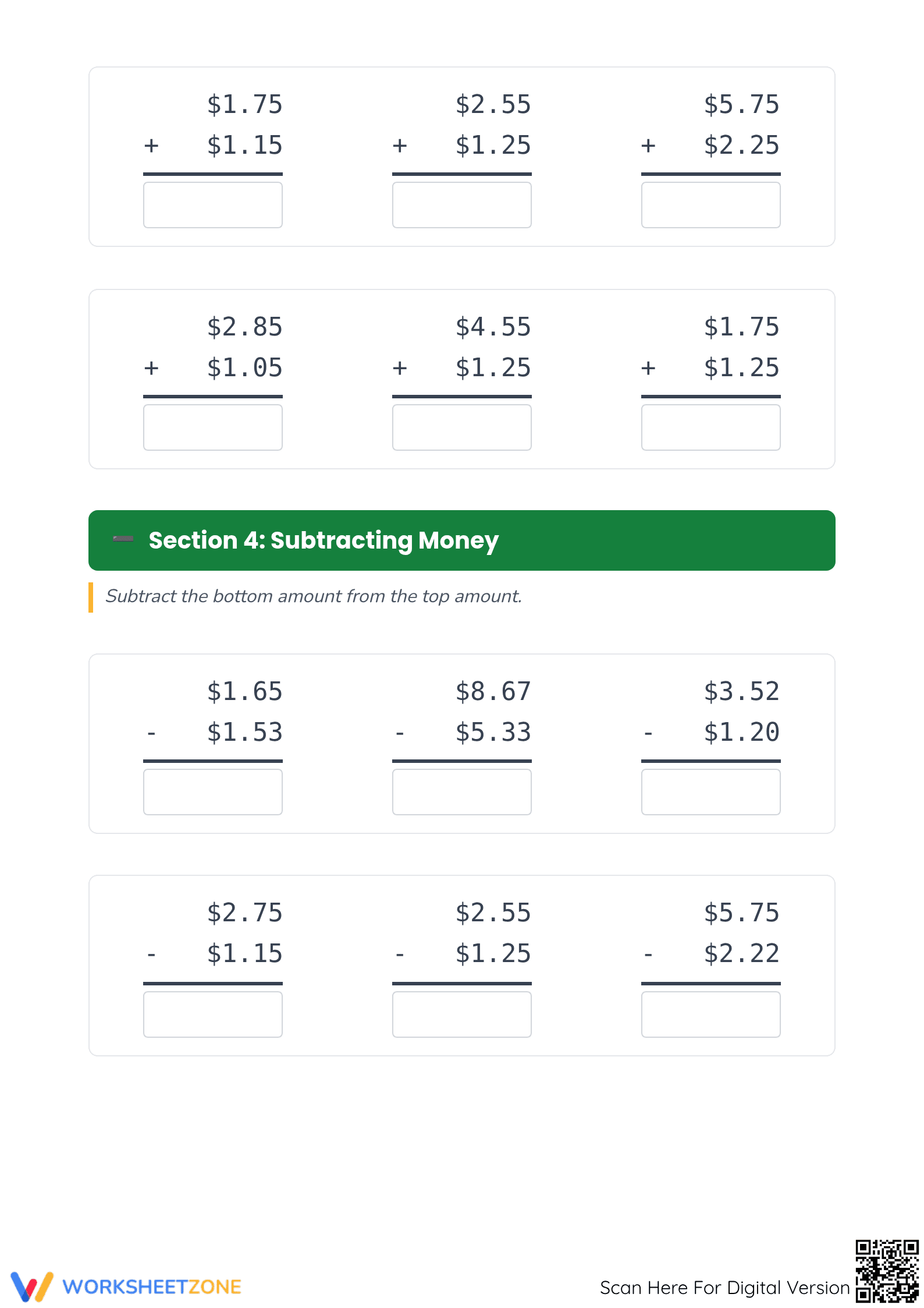 Printable Money Review Worksheet | Grade 2-4 Math - Page 3