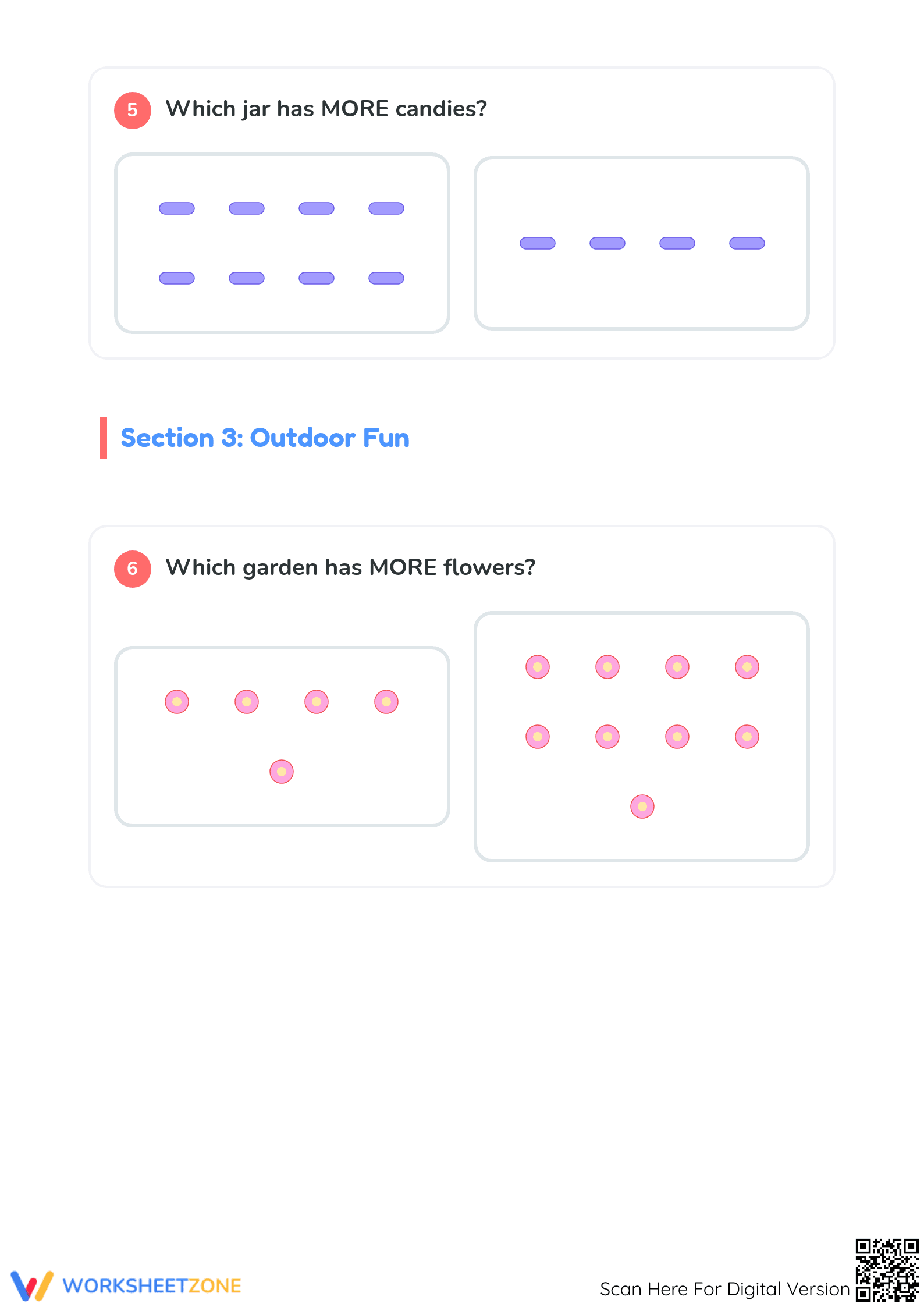 Printable More or Less Worksheet | Preschool Math Quiz - Page 3
