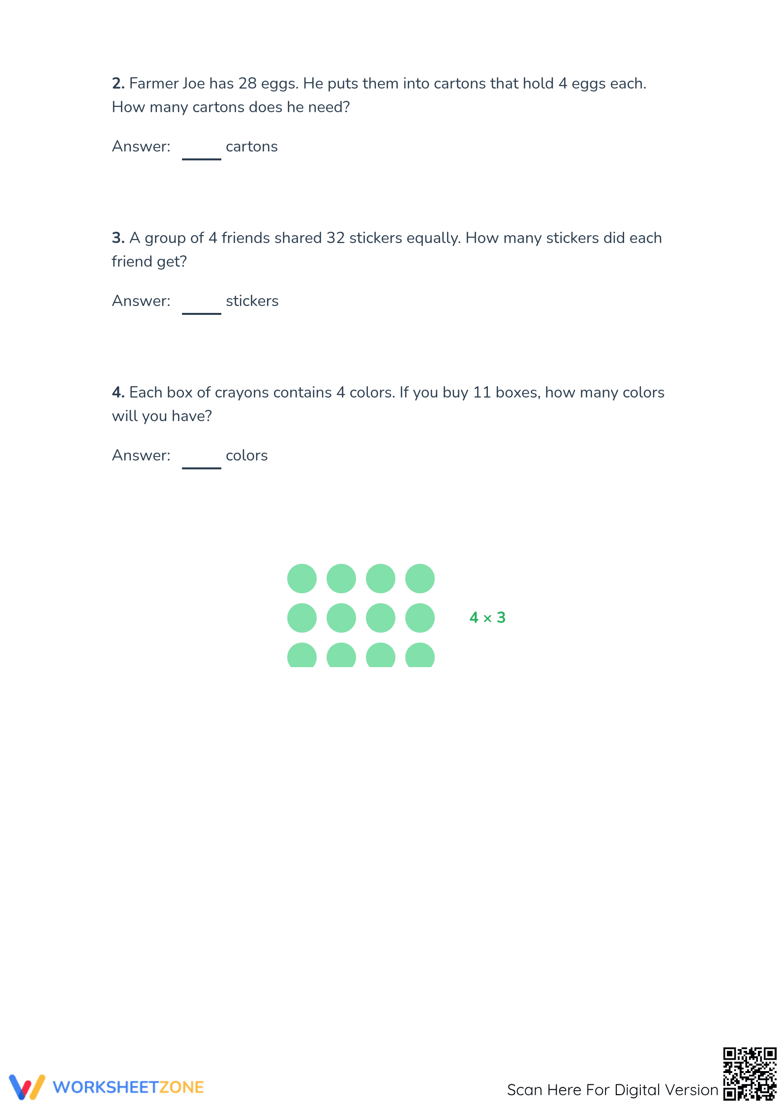 Grade 3 Multiply & Divide by 4 | Printable Worksheet - Page 3