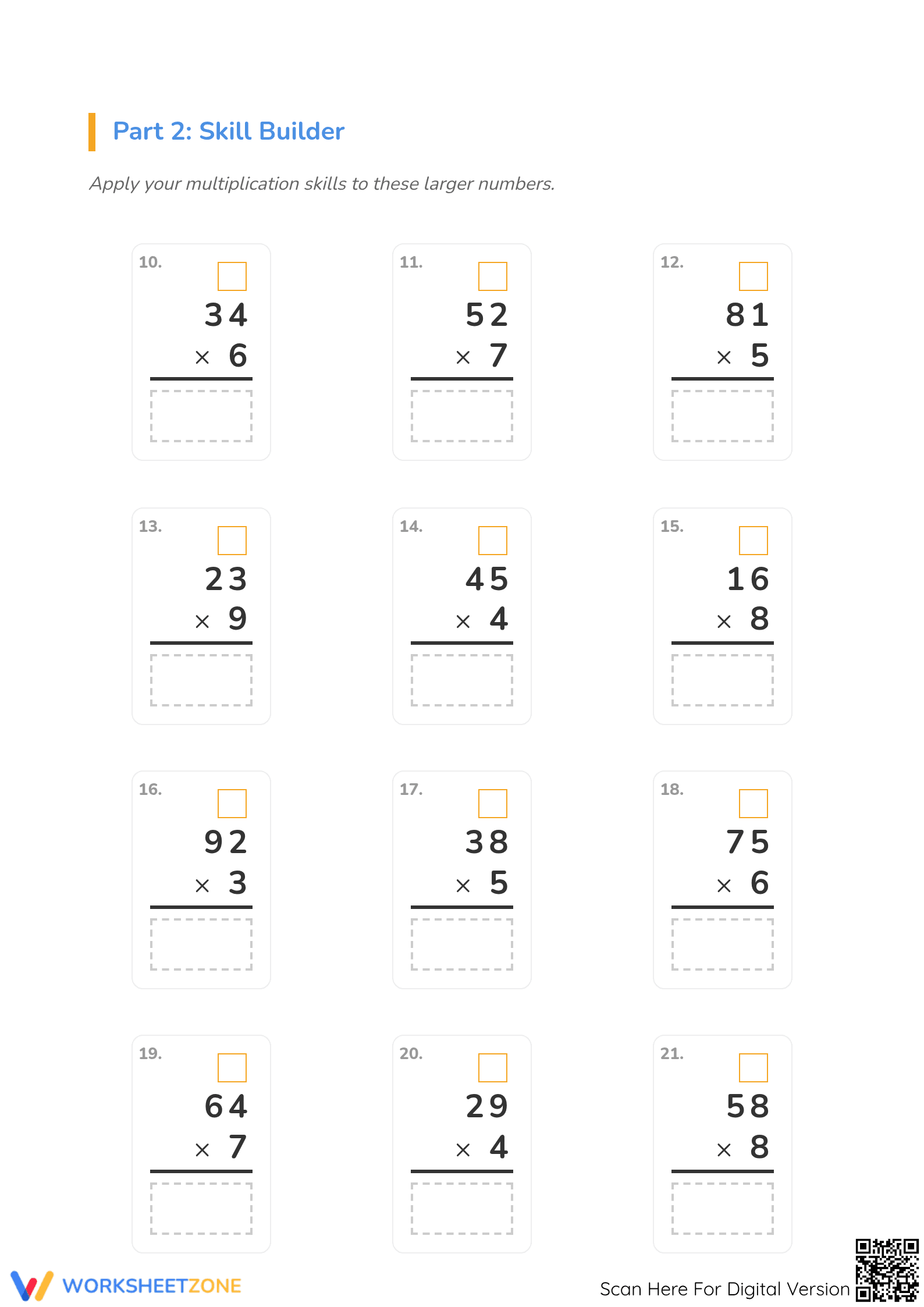 Grade 3-4 Multiplication — Printable No-Prep Worksheet - Page 2