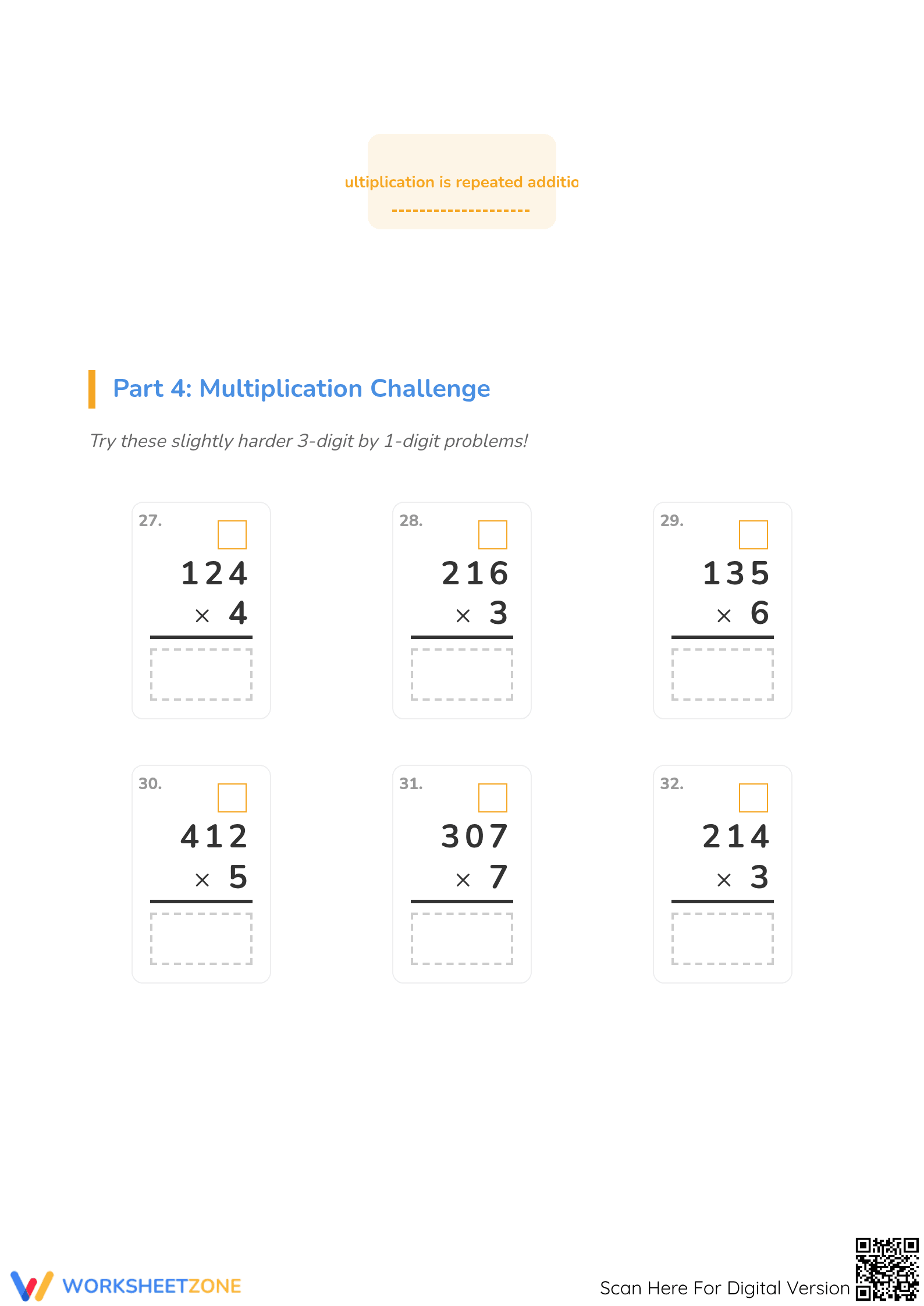 Grade 3-4 Multiplication — Printable No-Prep Worksheet - Page 4