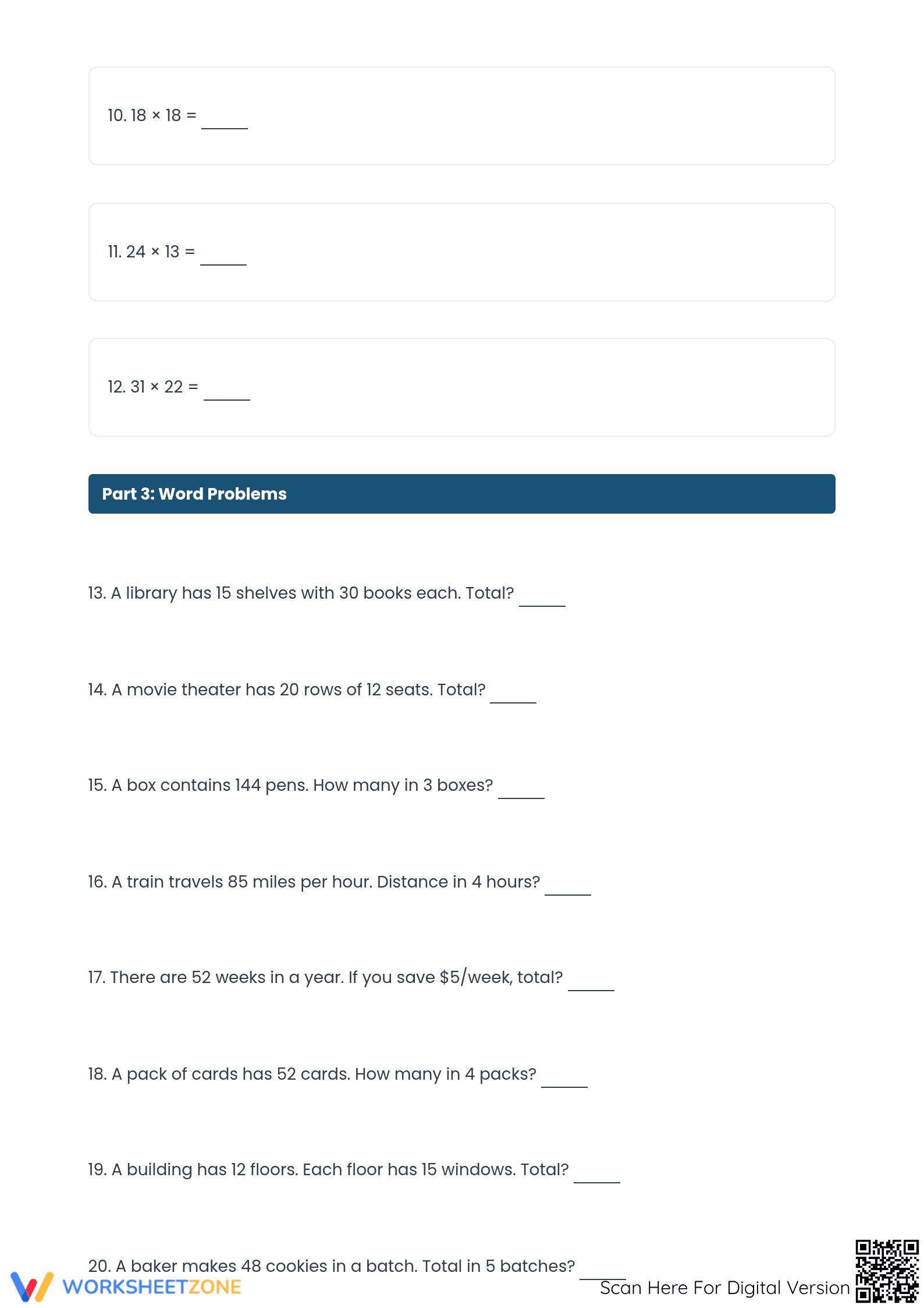 Printable Grade 4 Multiplication Strategies Worksheet - Page 3