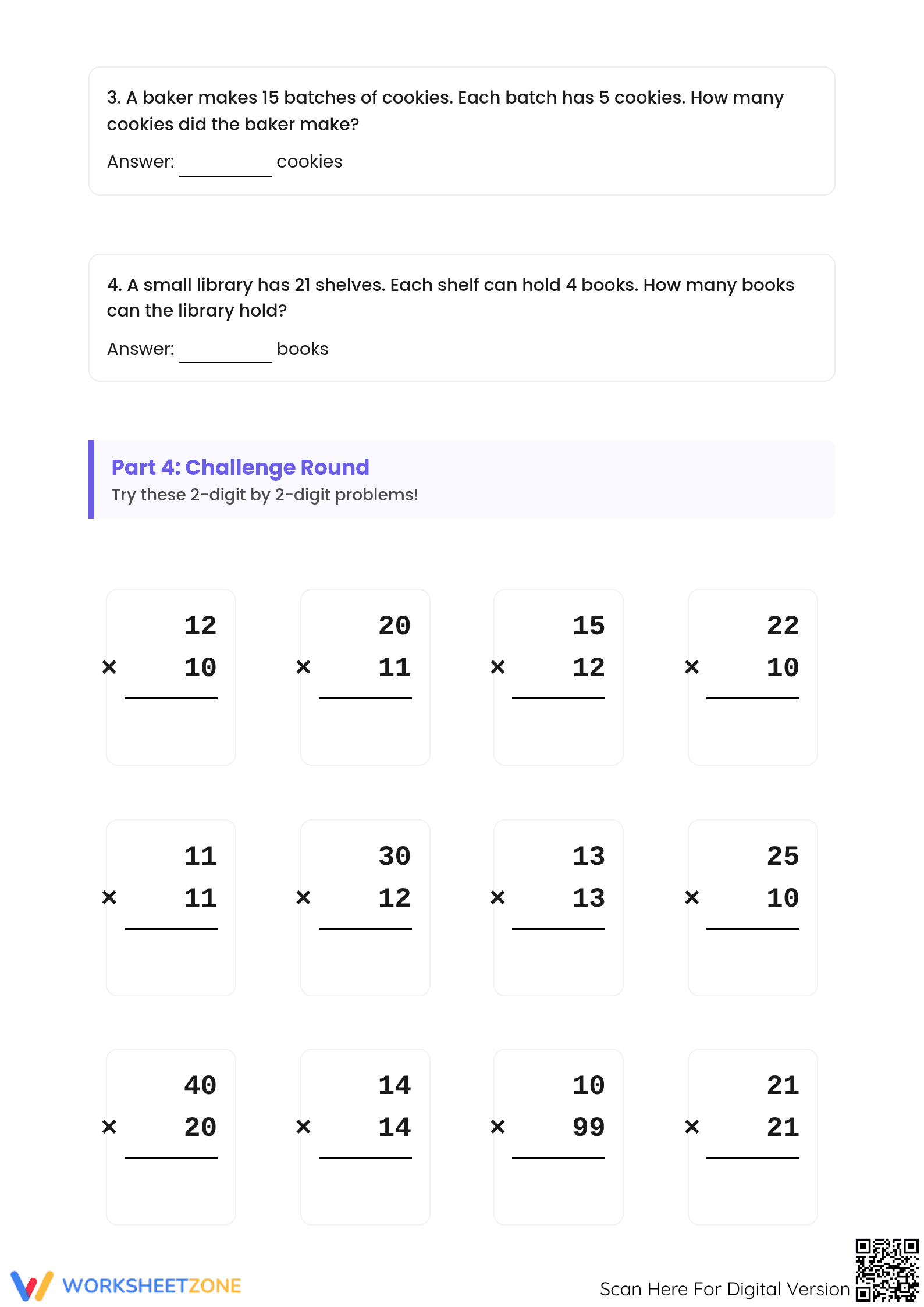 Essential 2-Digit Multiplication Worksheet | Grade 4 - Page 3