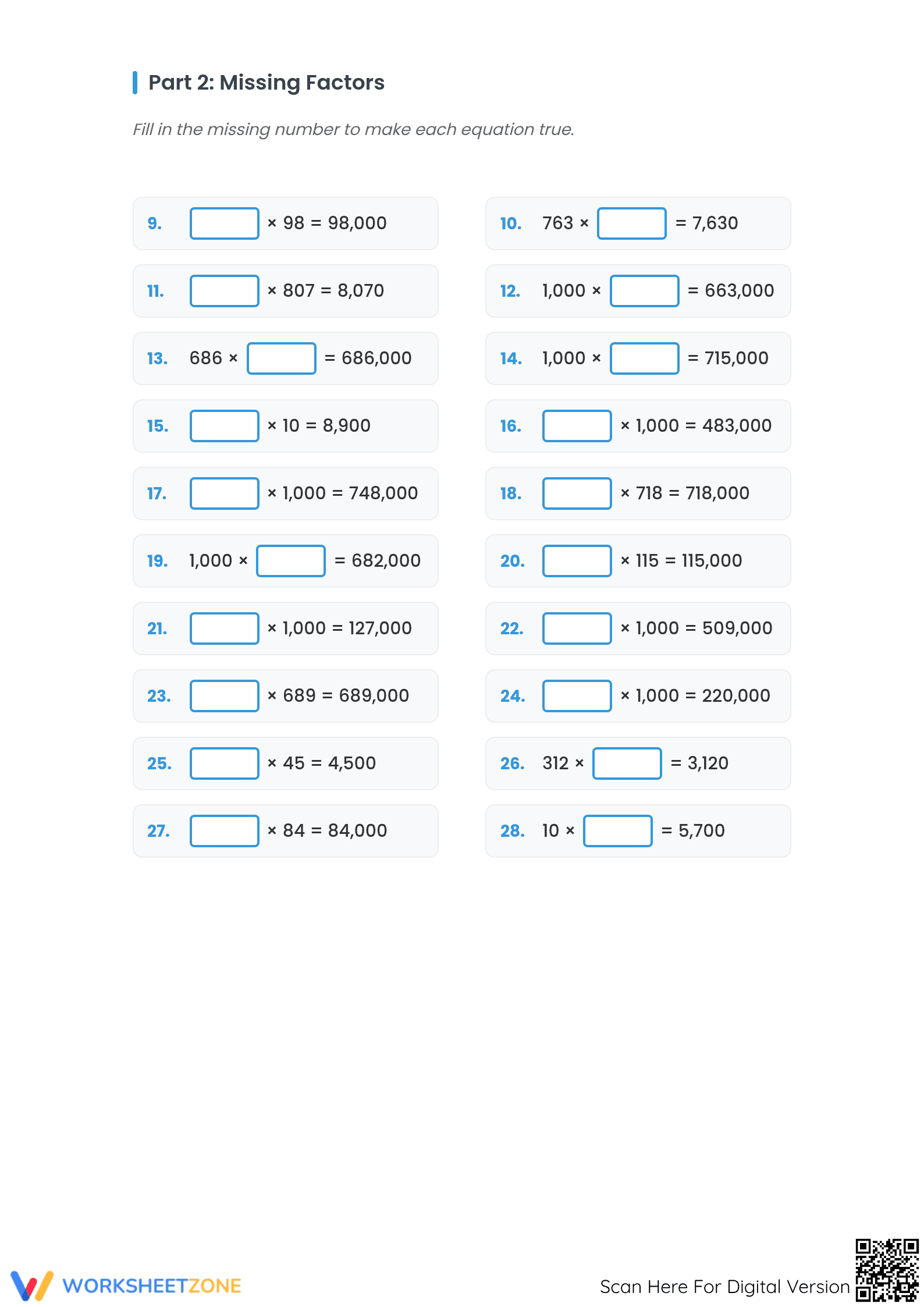 Printable Multiplying by 10, 100, 1000 Worksheet | Grade 5 - Page 2