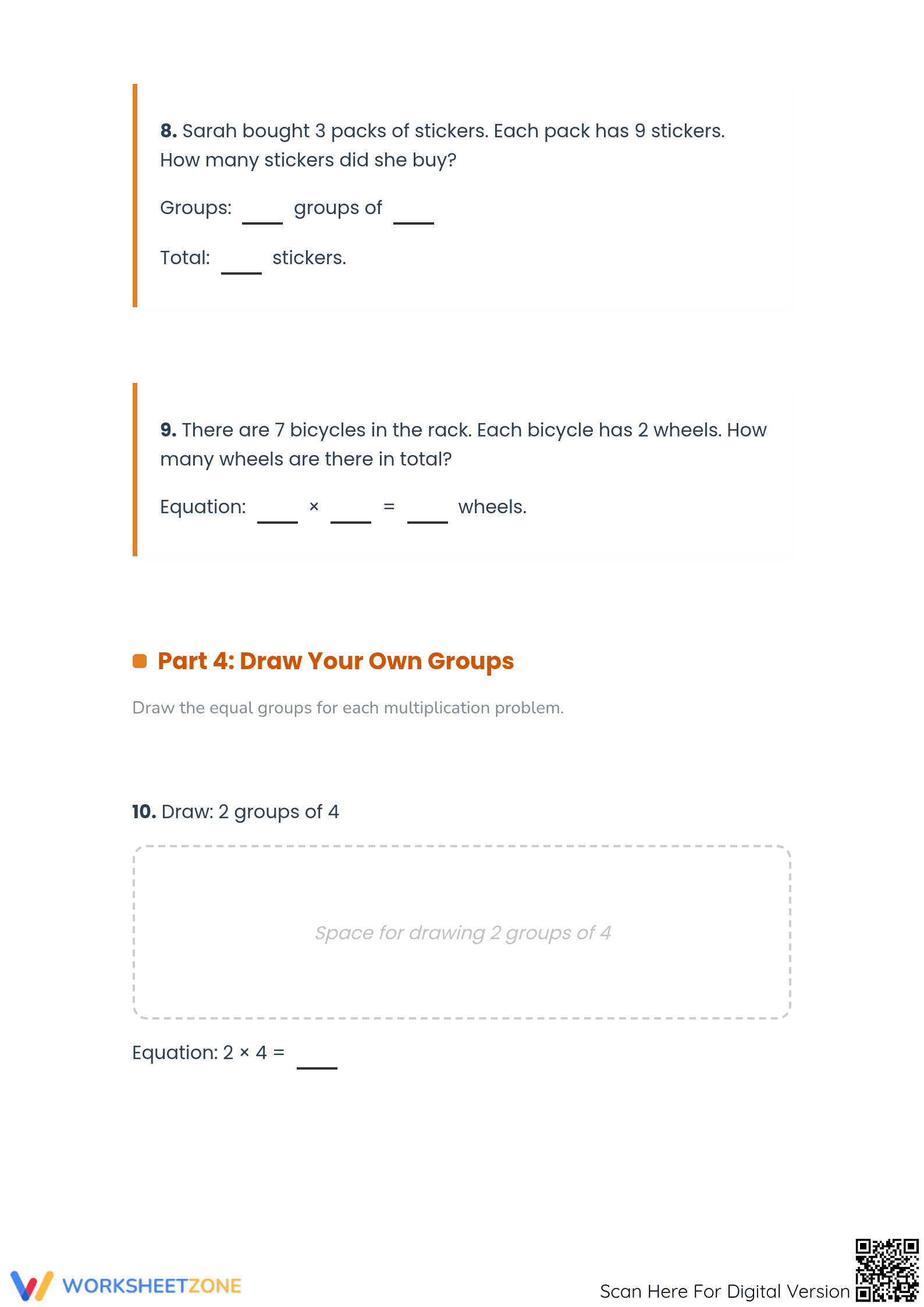 Essential Equal Groups Multiplication Worksheet | Grade 3 - Page 3