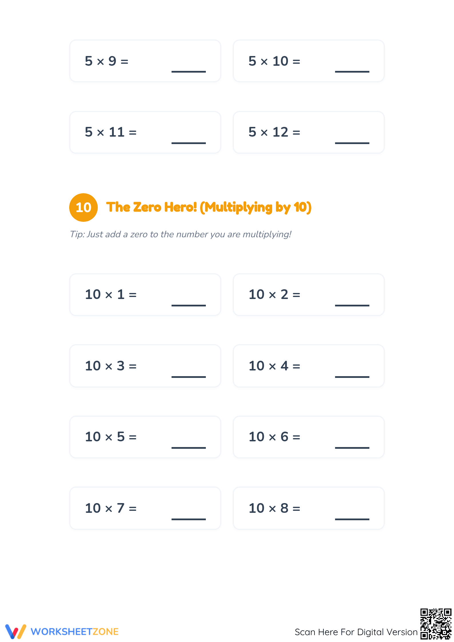Printable Multiplying by 2, 5, and 10 Worksheet | Grade 3 - Page 3