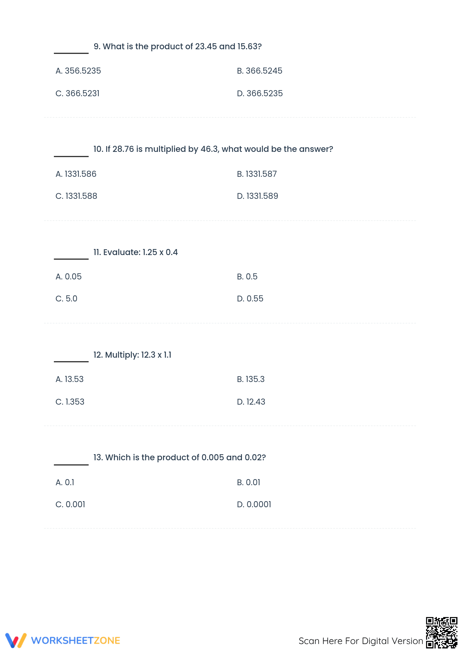 CCSS.MATH.CONTENT.5.NBT.B.7 Worksheet: Grade 5 Aligned Test - Page 3
