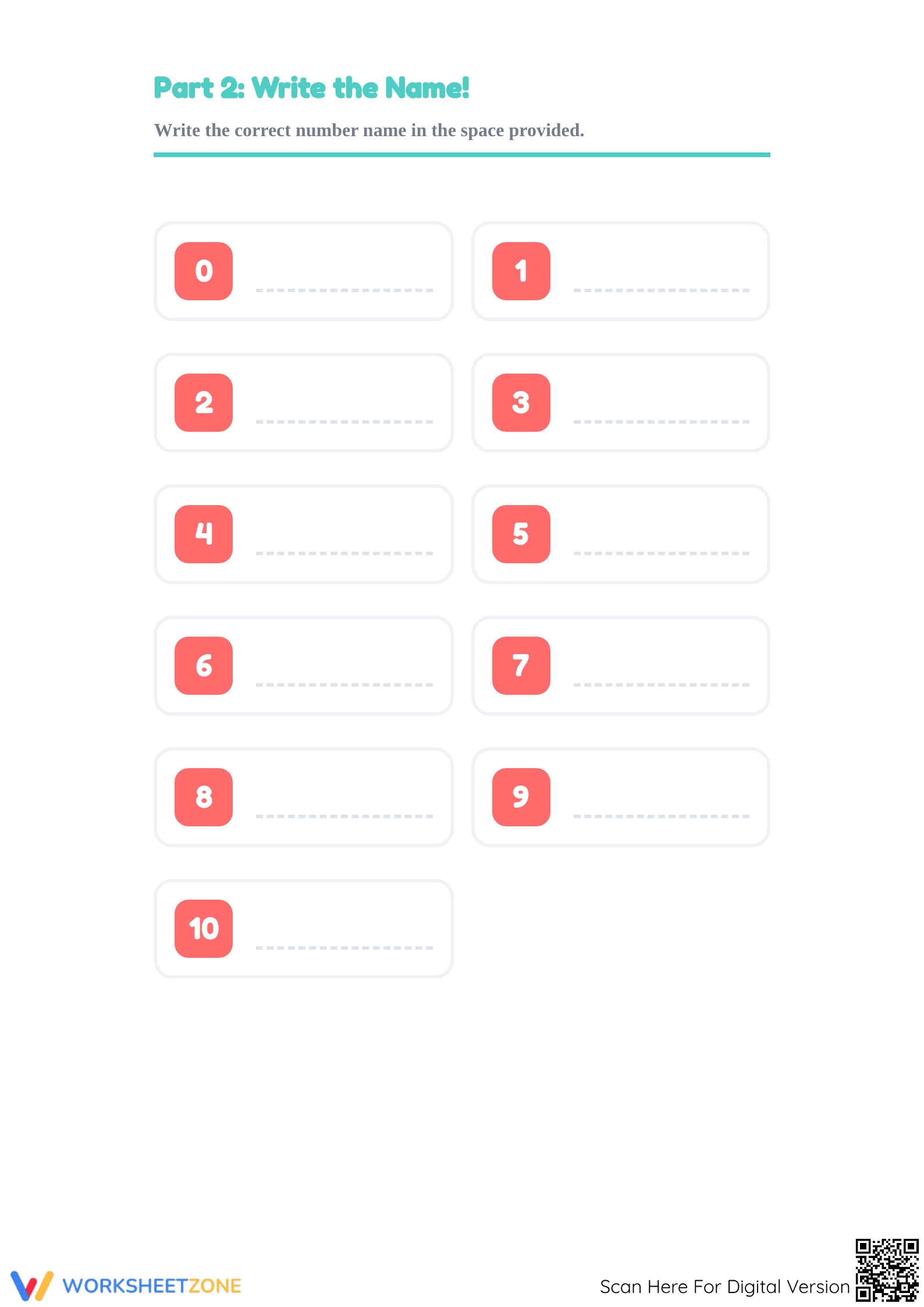 Printable Number Names Worksheet | Kindergarten Math Aligned - Page 3