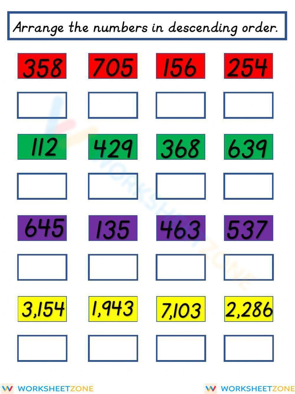 Practice Ascending and Descending Order - Page 2