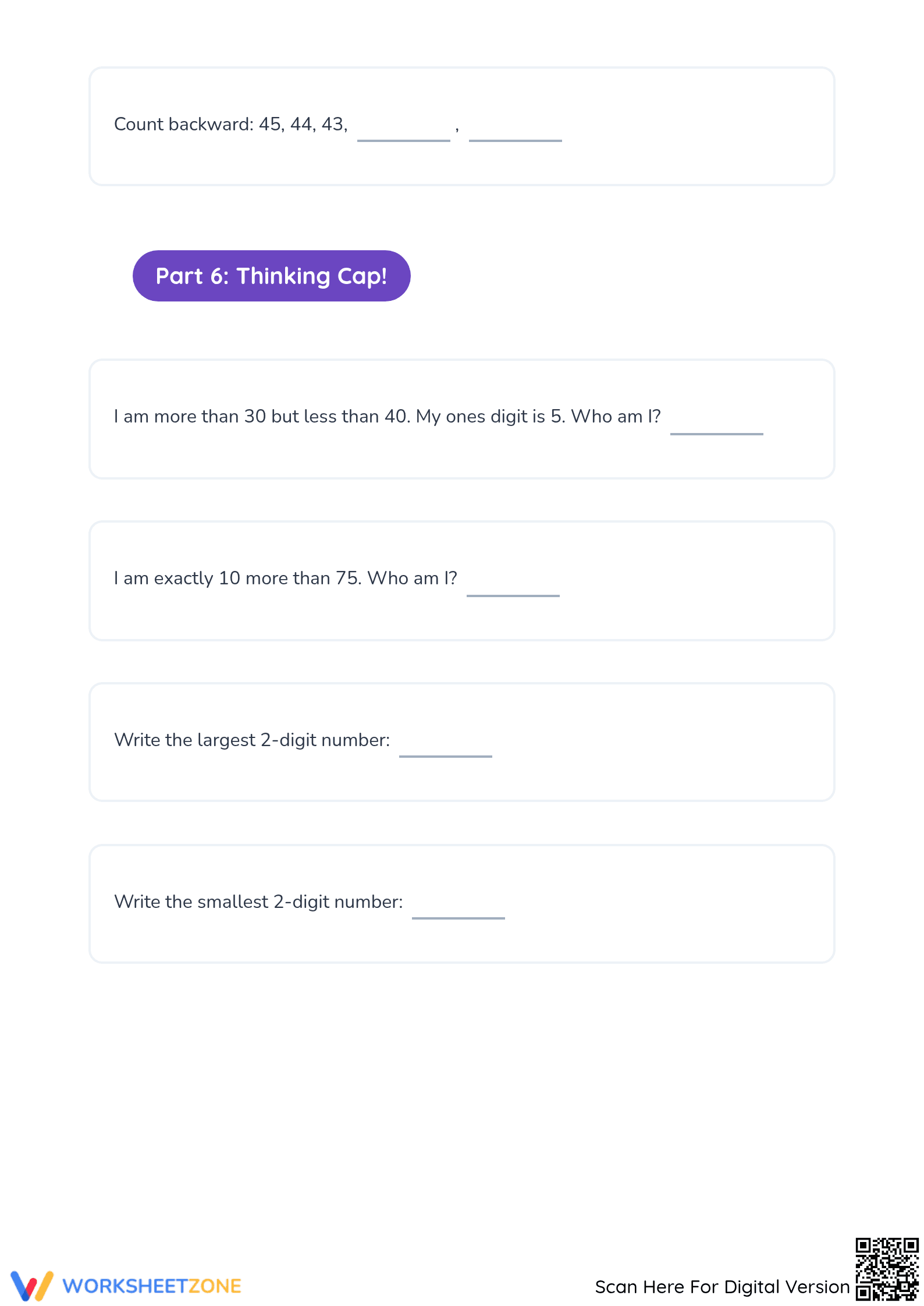 Grade 3 Numbers to 100 — Printable No-Prep Worksheet - Page 5