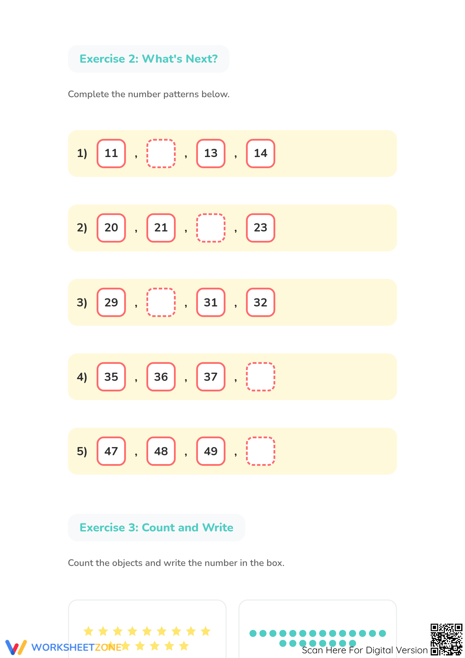Printable Counting to 50 Worksheet | Grade 1 Math - Page 2