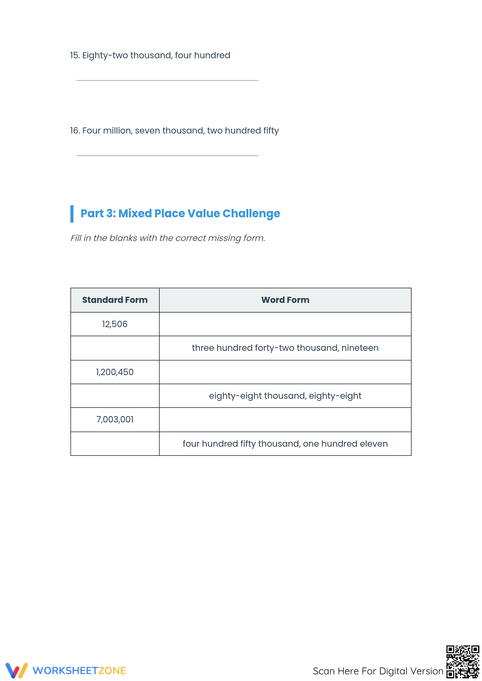 Numbers in Standard and Word Form: Essential Grade 4 Sheet - Page 4