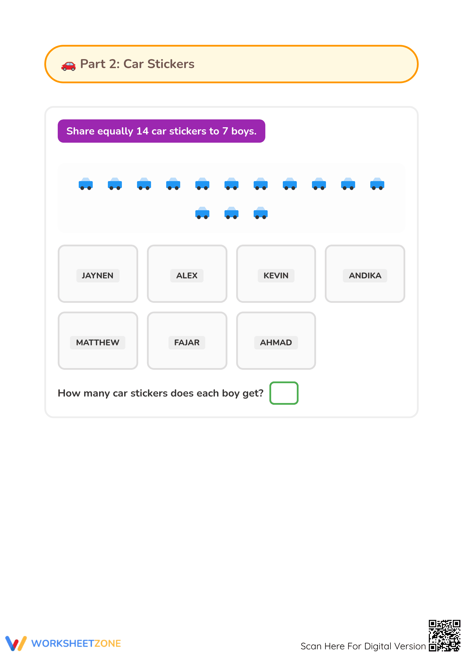 Grade 1 Sharing Equally — Printable No-Prep Worksheet - Page 2