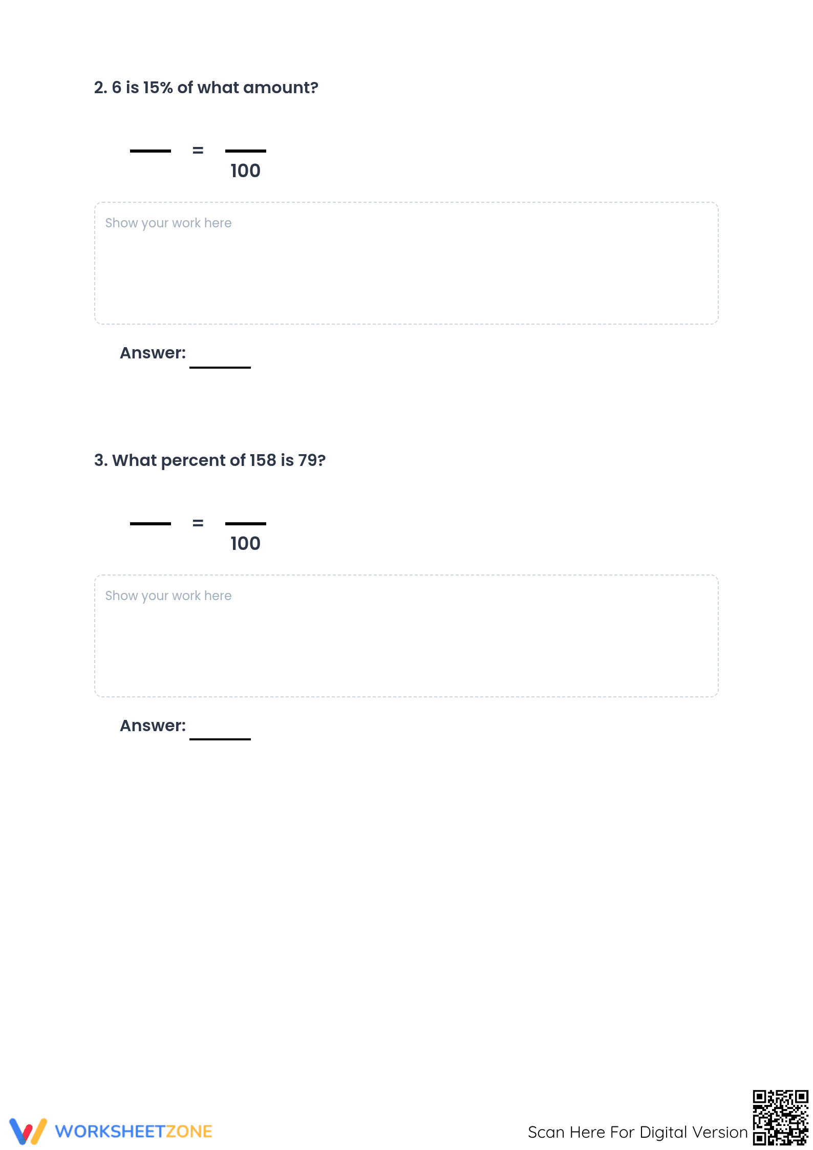 Essential Grade 7 Percent Proportion Practice Worksheet - Page 2
